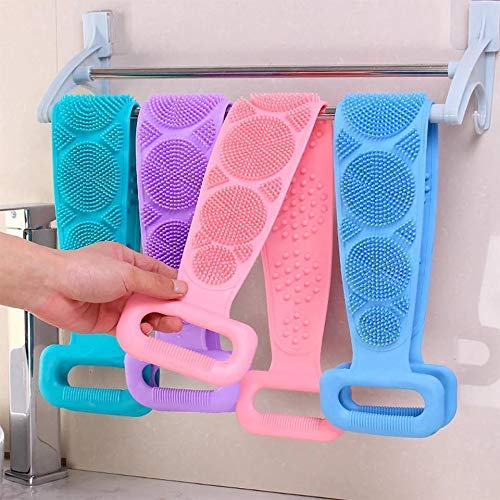 Exfoliating Body Scrubber Belt - Dual Sided Silicone Bath Brush for Dead Skin Removal - Men & Women Shower Scrubber with Easy Clean Design - Perfect for Exfoliating Back, Legs & Hard-to-Reach Areas in Bath or Shower