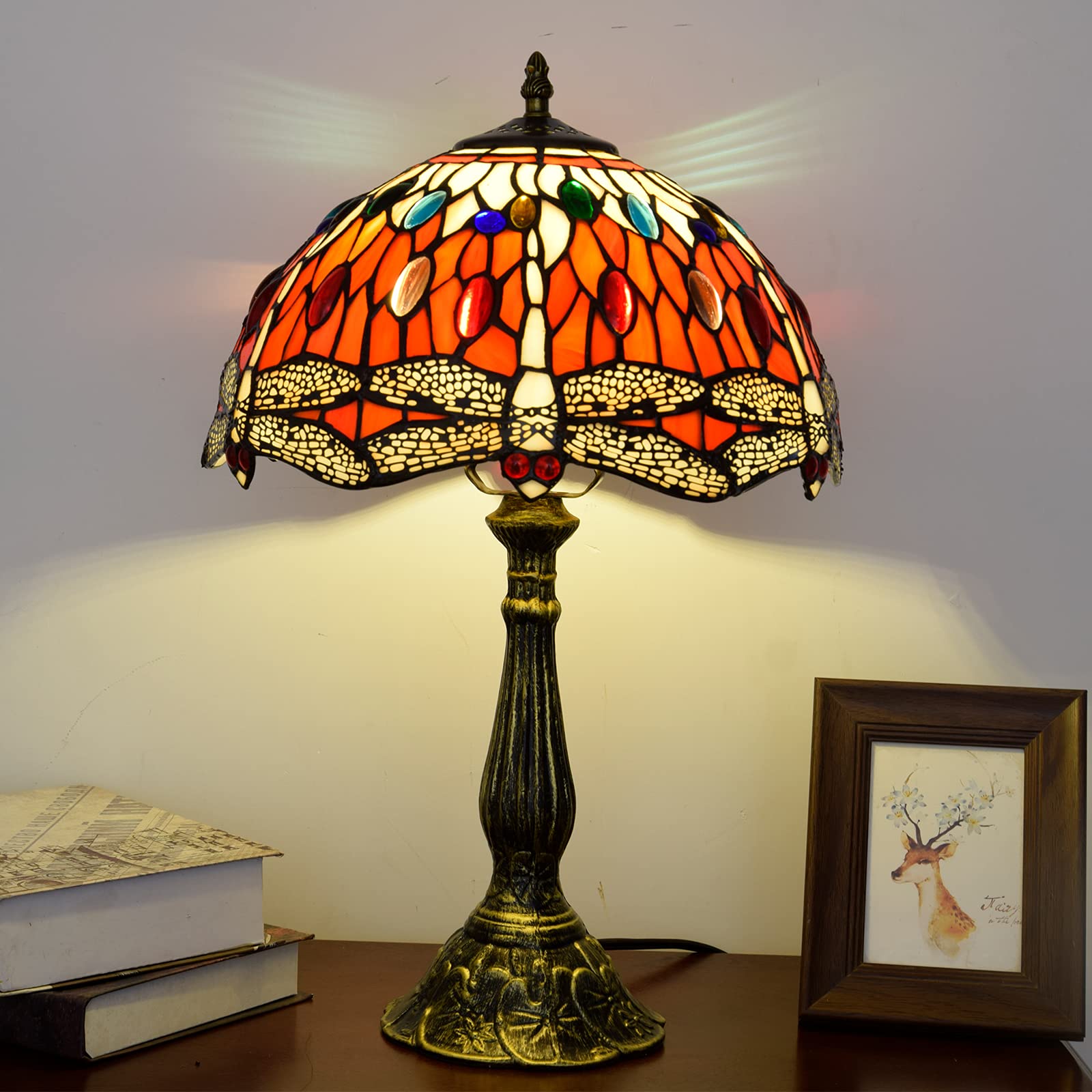 Tiffany Style Dragonfly Stained Glass Table Lamp - 18