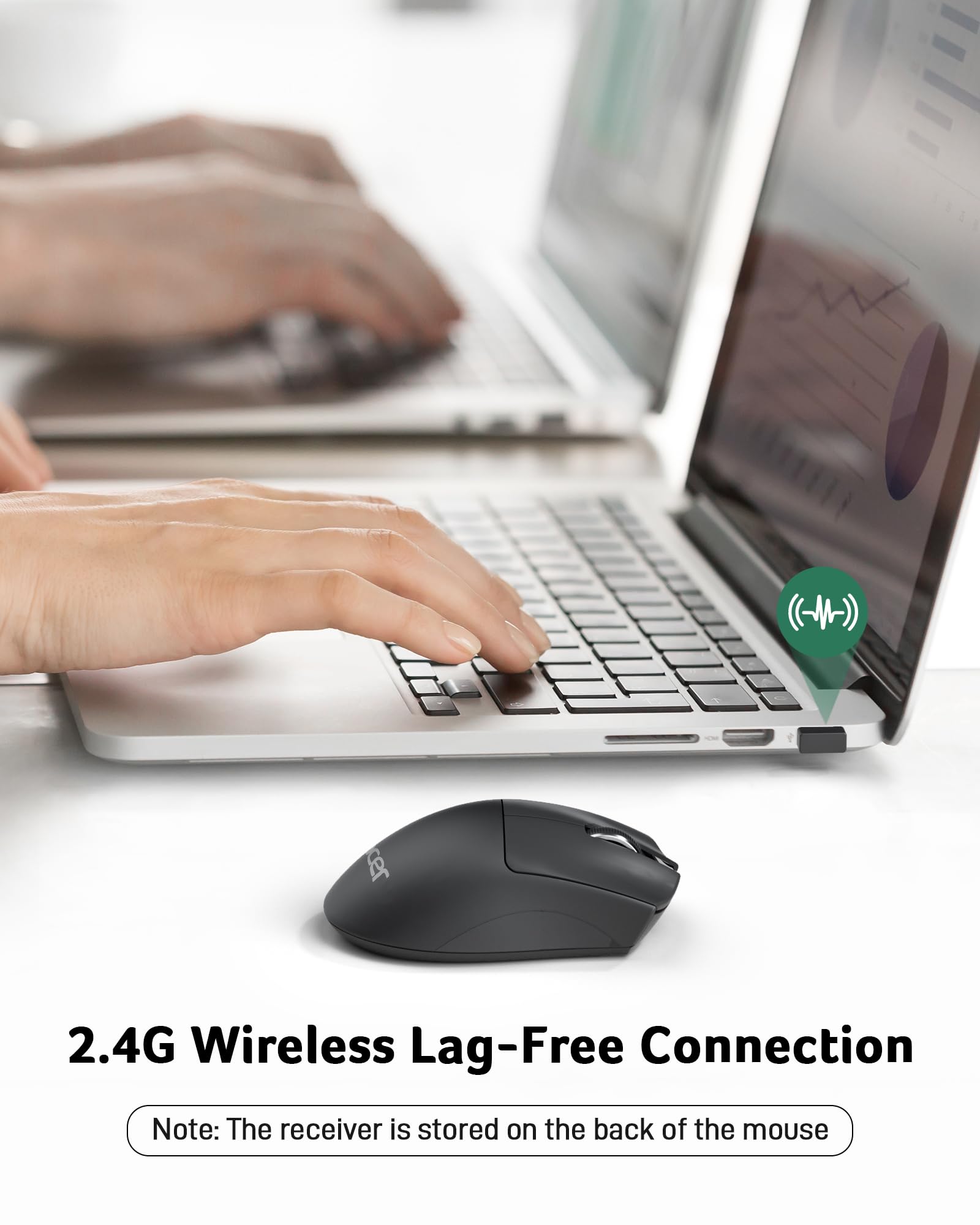 Acer Wireless Mouse 1200 DPI, 2.4GHz USB Receiver, 5-Button Ergonomic Computer Mouse for PC Laptop Desktop - Black | Perfect for Office Work, Gaming & Home Use