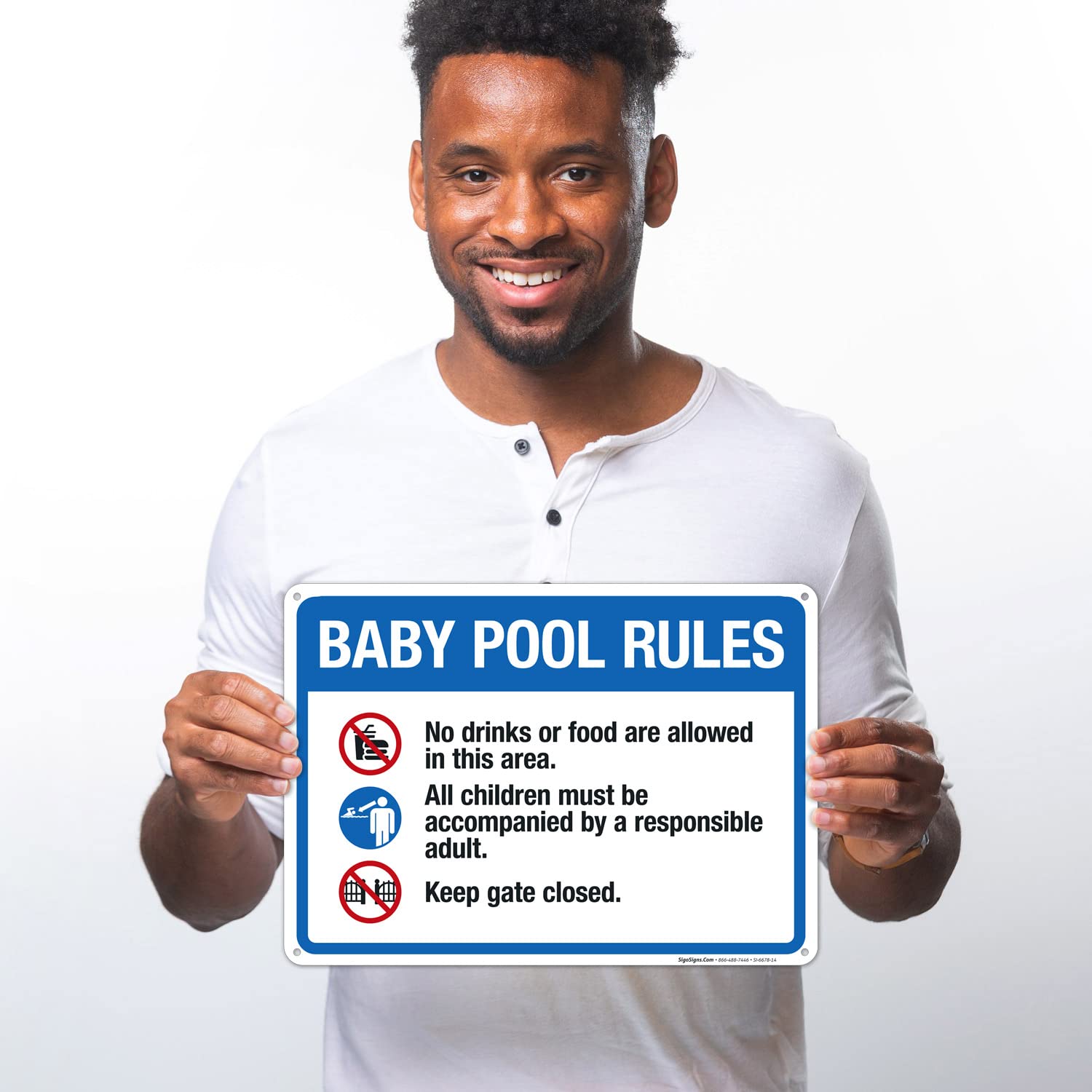 Baby Pool Rules Sign - 10x14 Inches Rust-Free .040 Aluminum Pool Sign, Fade Resistant for Indoor/Outdoor Use, Made in USA - Perfect for Backyard Pools, Community Centers & Swim Schools