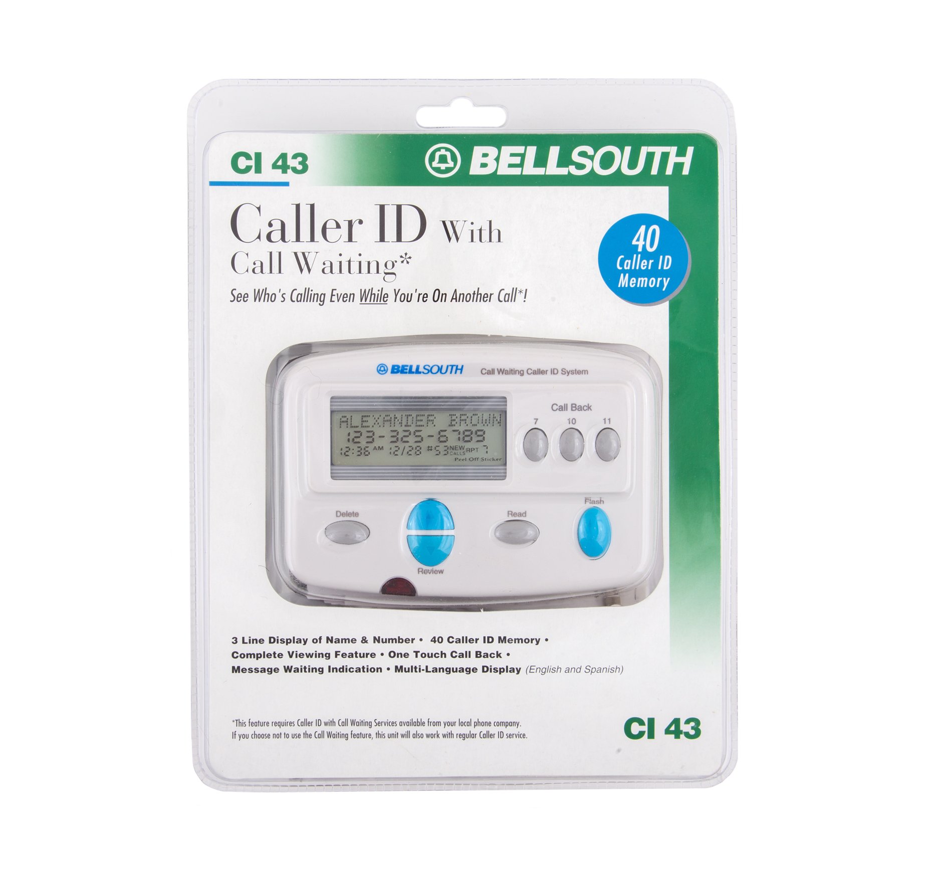 Caller ID with Call Waiting CI 43 - Digital Caller ID Display for Landline Phones - Perfect for Home, Office & Business Use