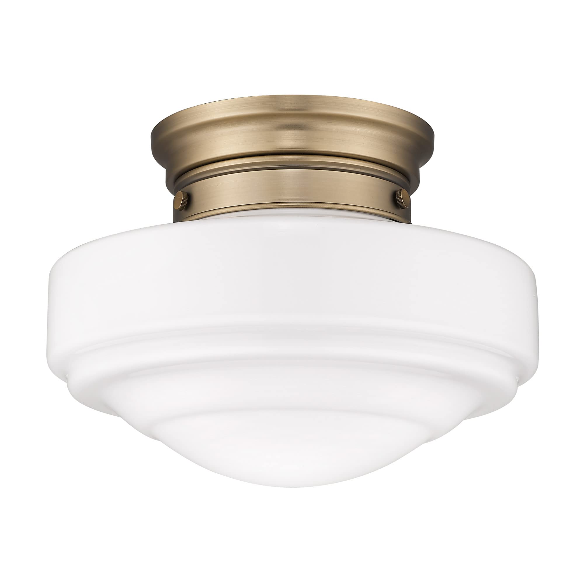Vintage Style Semi-Flush Mount Ceiling Light Fixture - Matte Black with Milk Glass Shade - Perfect for Bedroom, Living Room & Dining Room Lighting