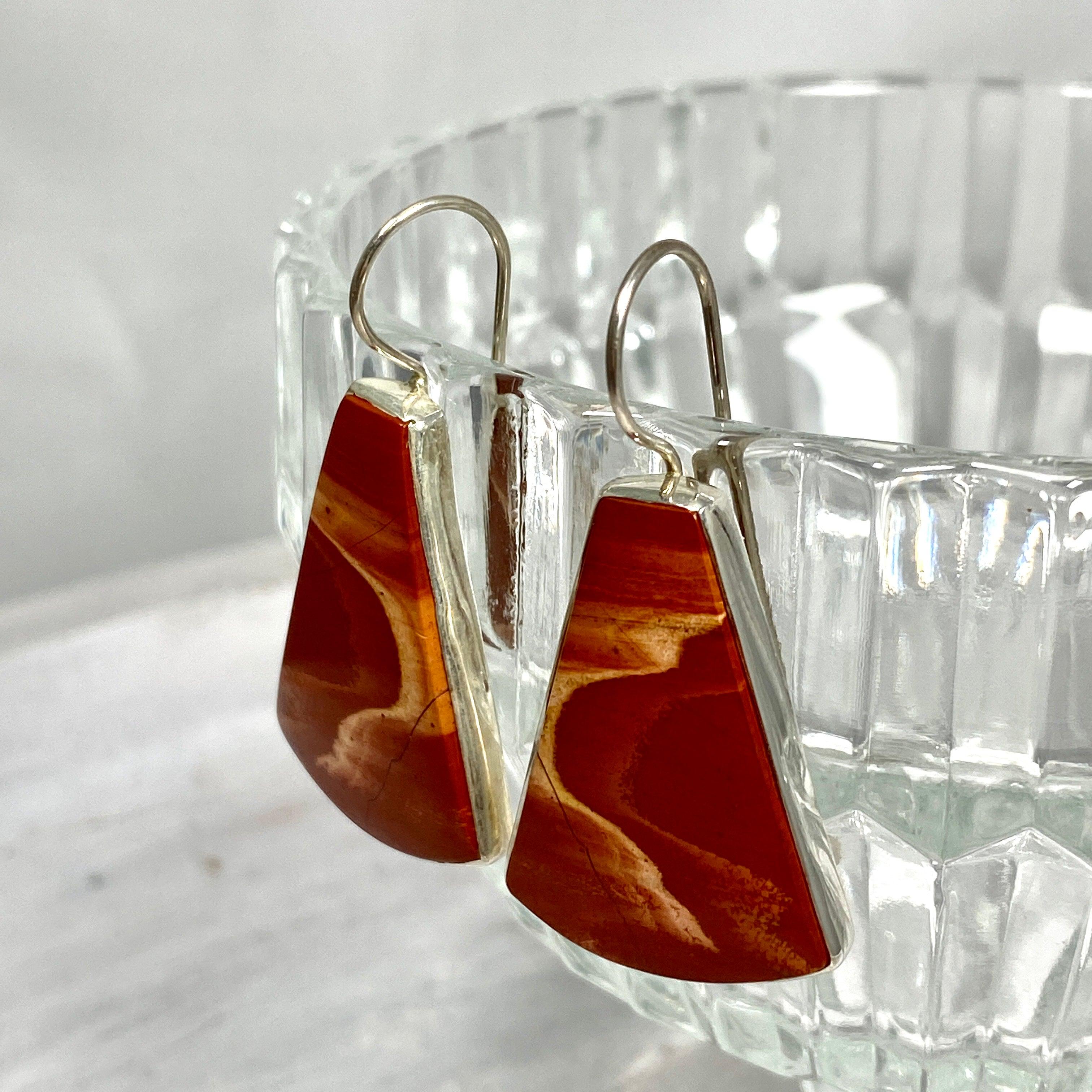 Natural Red Jasper Fixed Hook Earrings KEGJ1247 - Elegant Boho Jewelry for Women, Perfect for Everyday Wear & Special Occasions