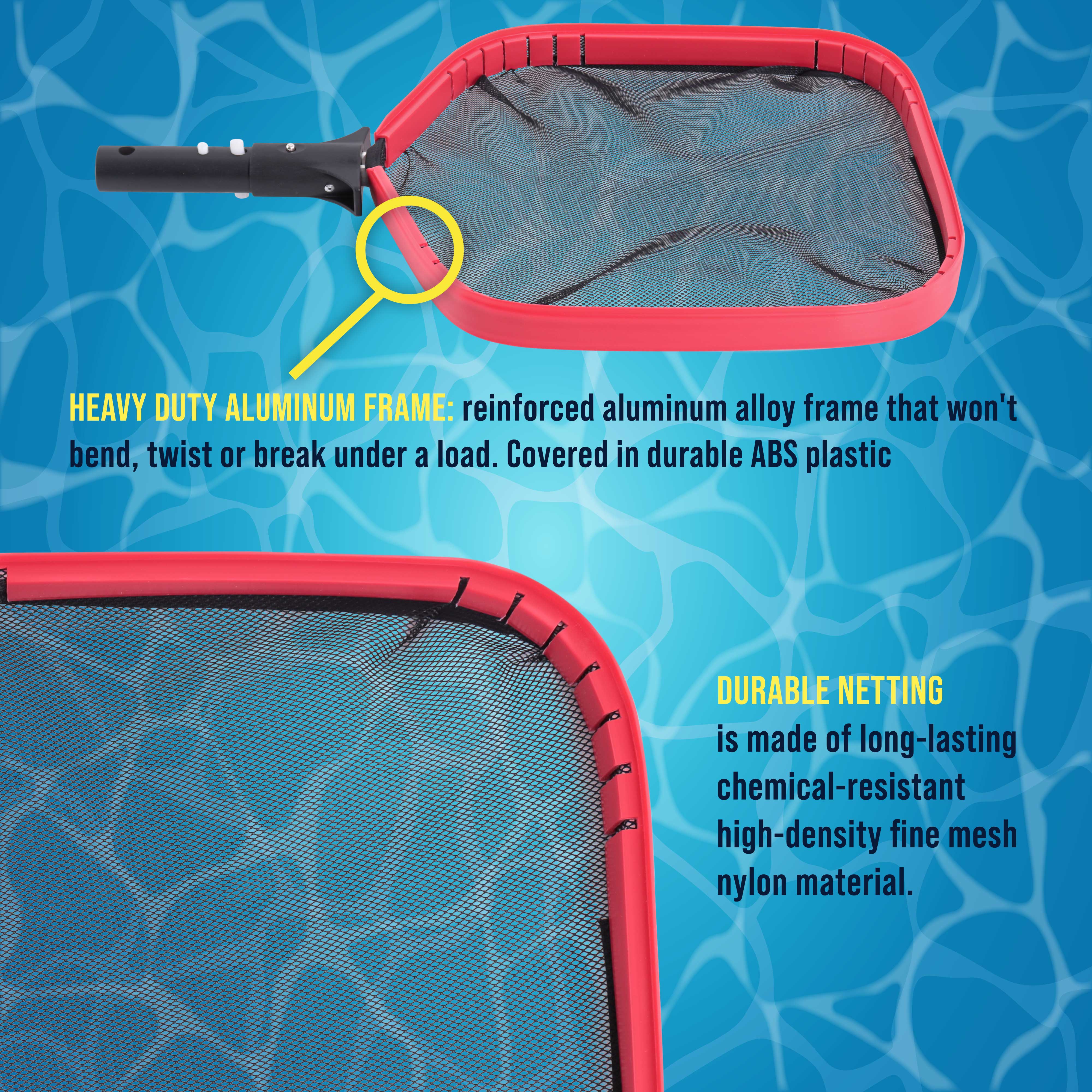 U.S. Pool Supply® Professional 14-Inch Swimming Pool Leaf Skimmer Net - Heavy Duty Aluminum Frame for Fast Cleaning & Easy Debris Removal - Perfect for In-Ground & Above Ground Pools