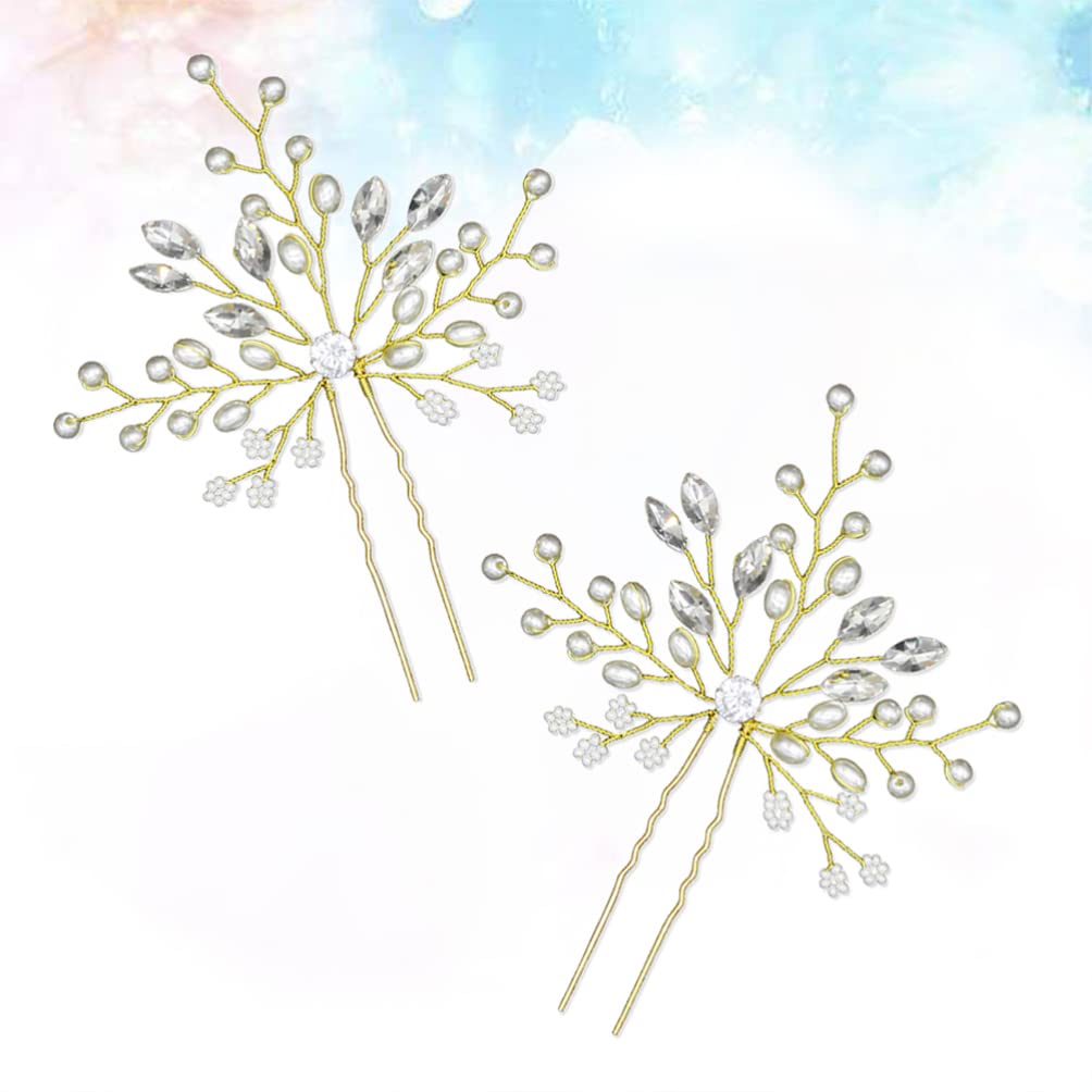 1 Pair Rhinestone Crystal Bridal Hairpins - Pearl Beaded Hair Accessories for Wedding Bride - Perfect for Bridal Bouquet, Updos & Special Occasions