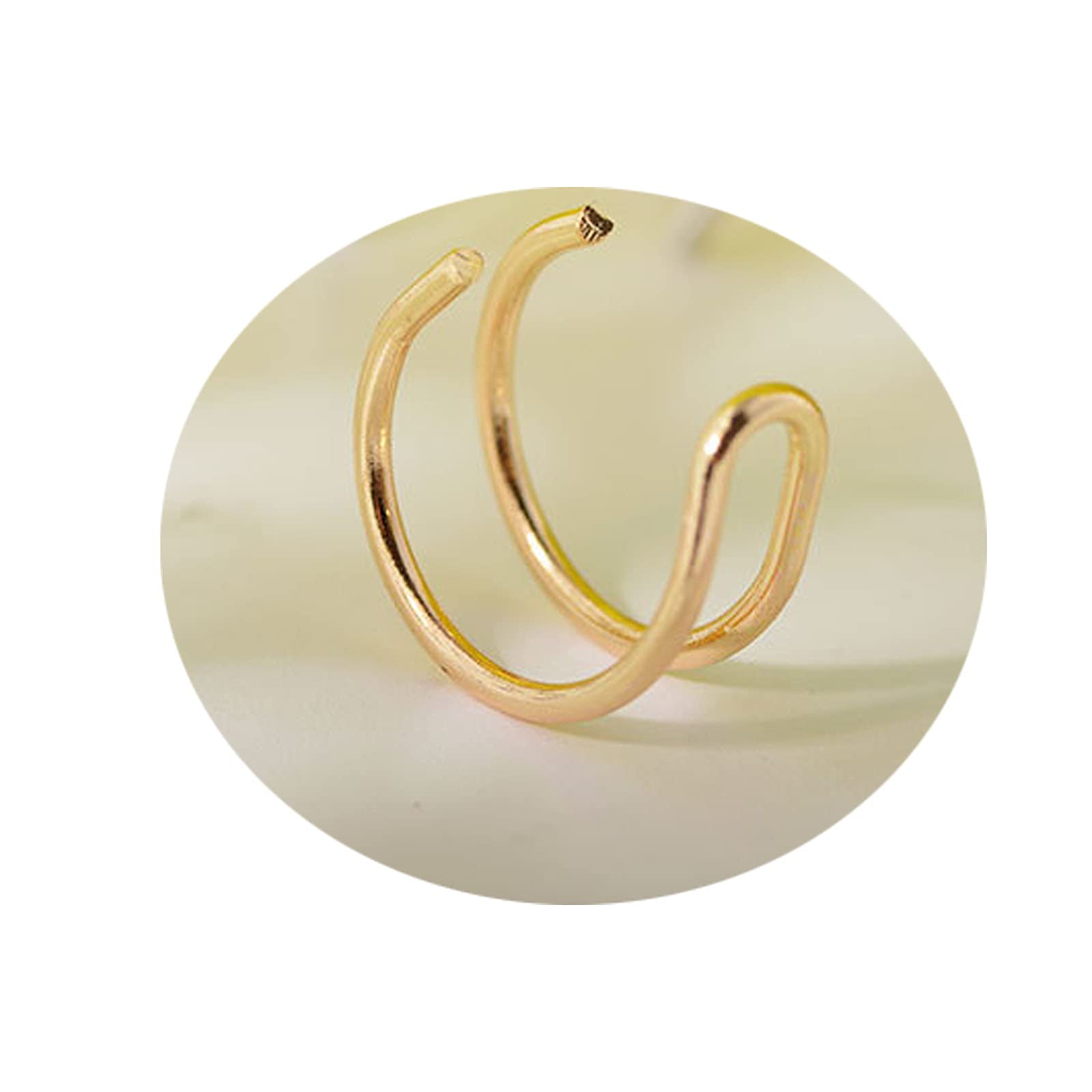 Boho Gold Double Ring Cuff Earrings for Cartilage & Helix - Non Pierced Clip On Earrings for Women | Perfect for Parties, Weddings & Everyday Boho Style
