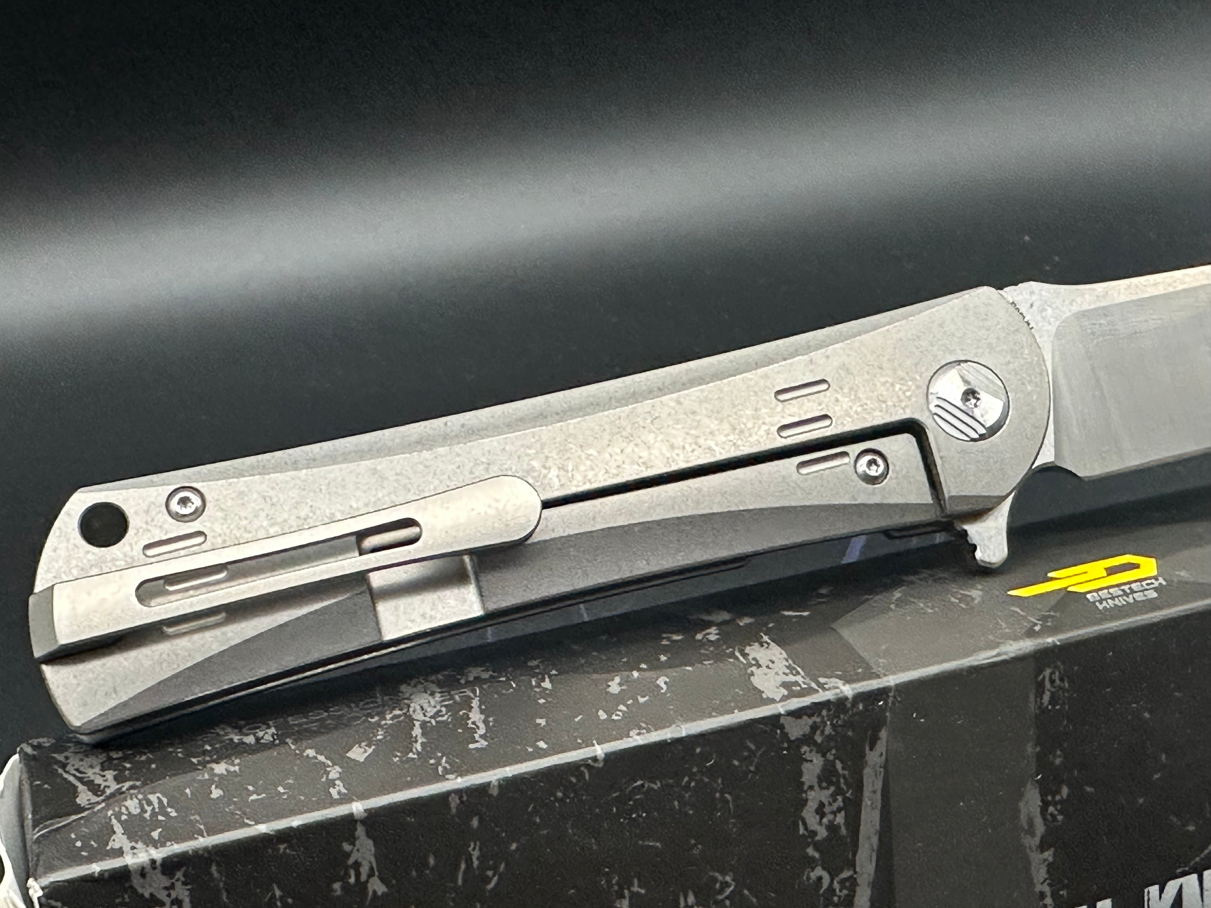 Bestech Kendo Plain Titanium Folding Knife - Limited Edition 42/100 - EDC Pocket Knife for Outdoor, Camping & Everyday Carry