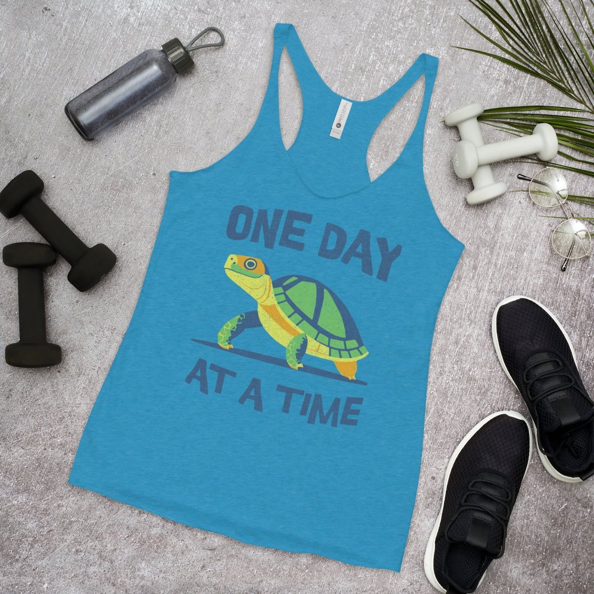 Steady Journey Turtle Racerback Tank Top - Sobriety in Motion - Yoga & Workout Apparel for Women