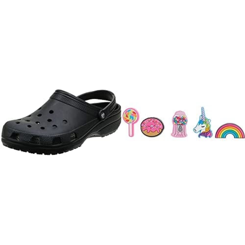 Crocs Classic Clogs for Men & Women with 5-Pack Jibbitz Charms - Comfortable Slip-On Shoes for Casual Wear, Gardening, and Outdoor Activities
