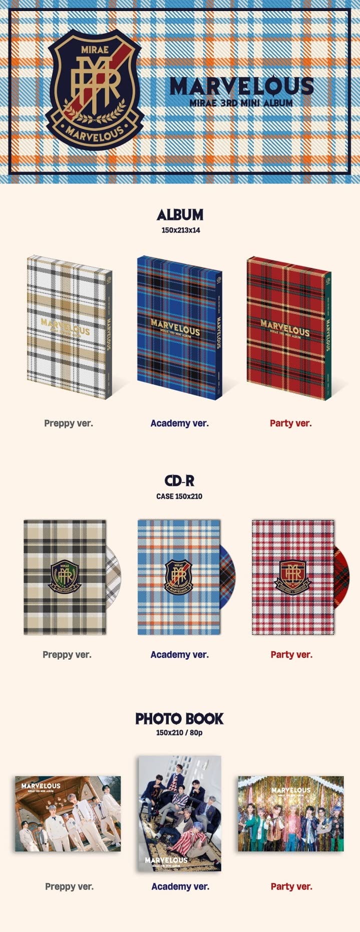 Mirae Marvelous 3rd Mini Album - Preppy Academy Party Version | K-Pop Collectible CD | Perfect for Fans, Gifts & K-Pop Collections | Great for Birthday Presents, Fan Meetings & Display