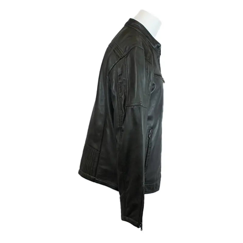 Premium BOL Men's Waxed Sheepskin Leather Jacket - Genuine Prime Leather Biker Jacket for Men - Stylish Outerwear for Motorcycle Riding, Casual Wear & Fall Fashion
