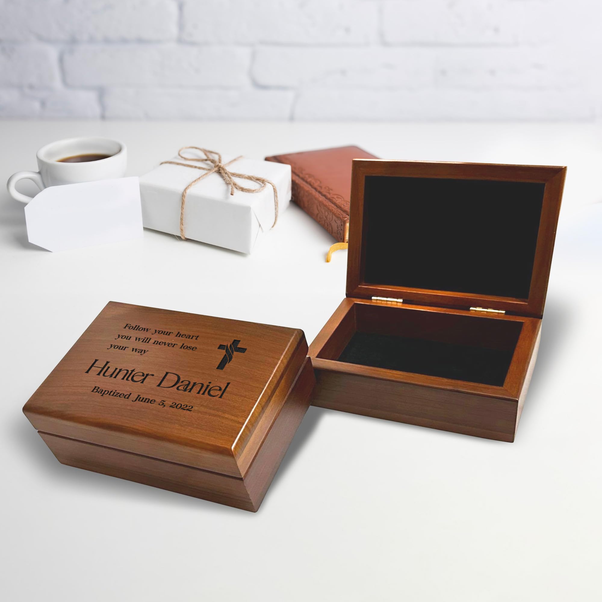Personalized Baptism Keepsake Box - Wooden Confirmation Gift for Boys & Girls, First Communion Gift Set with Engraving - Catholic Sacrament Memory Box for Christening, Baby Dedication & Religious Milestones