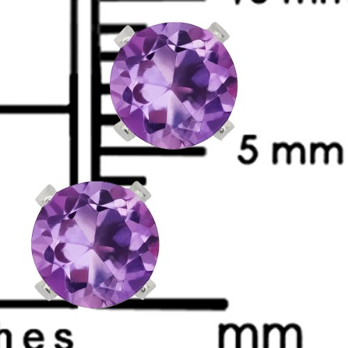 Gem Stone King 925 Sterling Silver 4mm Purple Amethyst & Blue Topaz Stud Earrings Set for Women & Men - Perfect for Everyday Wear, Gifts & Special Occasions