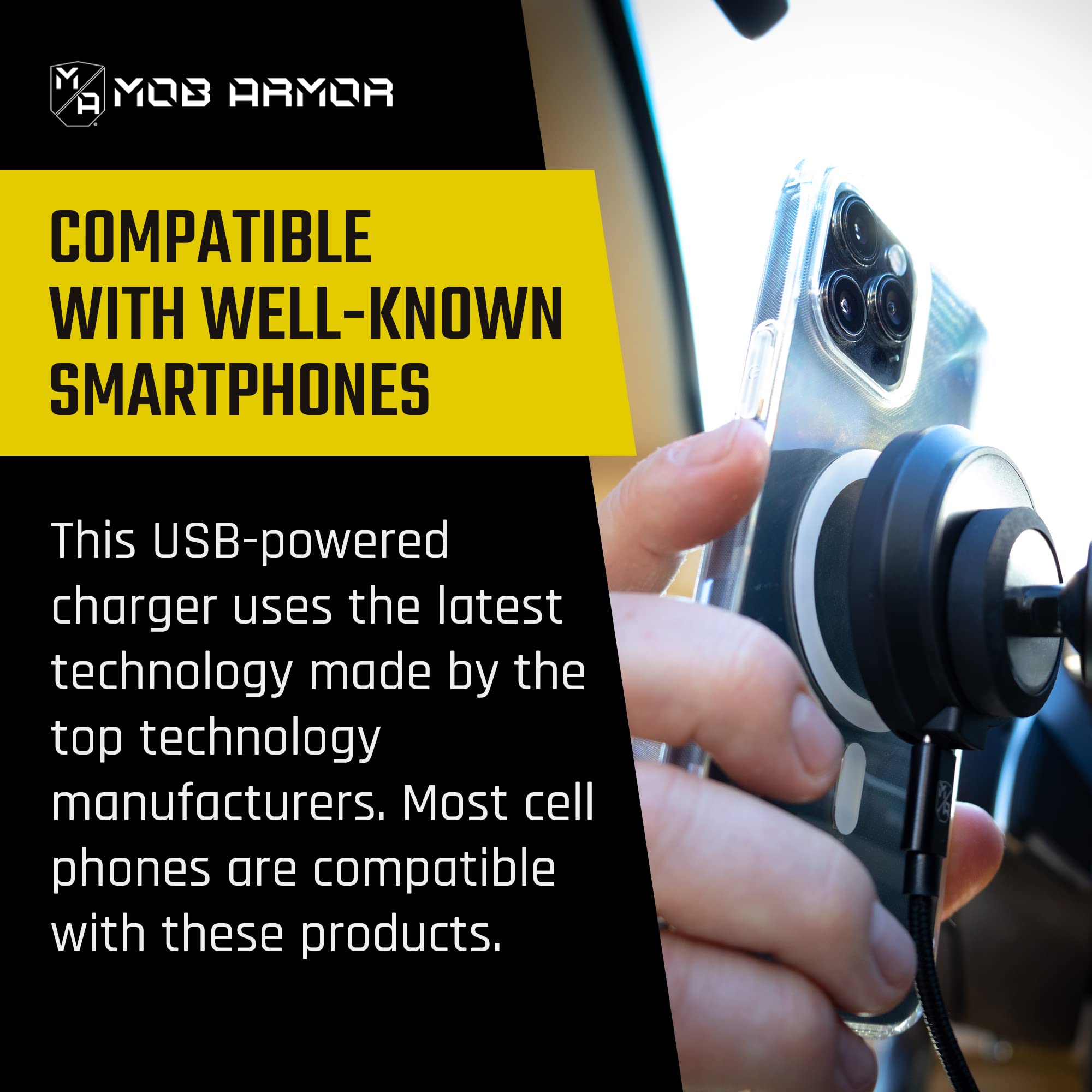 Mob Armor Flex Charge Plus Stixx - 38W Dual USB & USB C Fast Car Charger with Wireless Magnetic Phone Charger & Mobnetic Stixx Mount - Compatible with Android & iPhone - Perfect for Road Trips, Commuting & Hands-Free Driving
