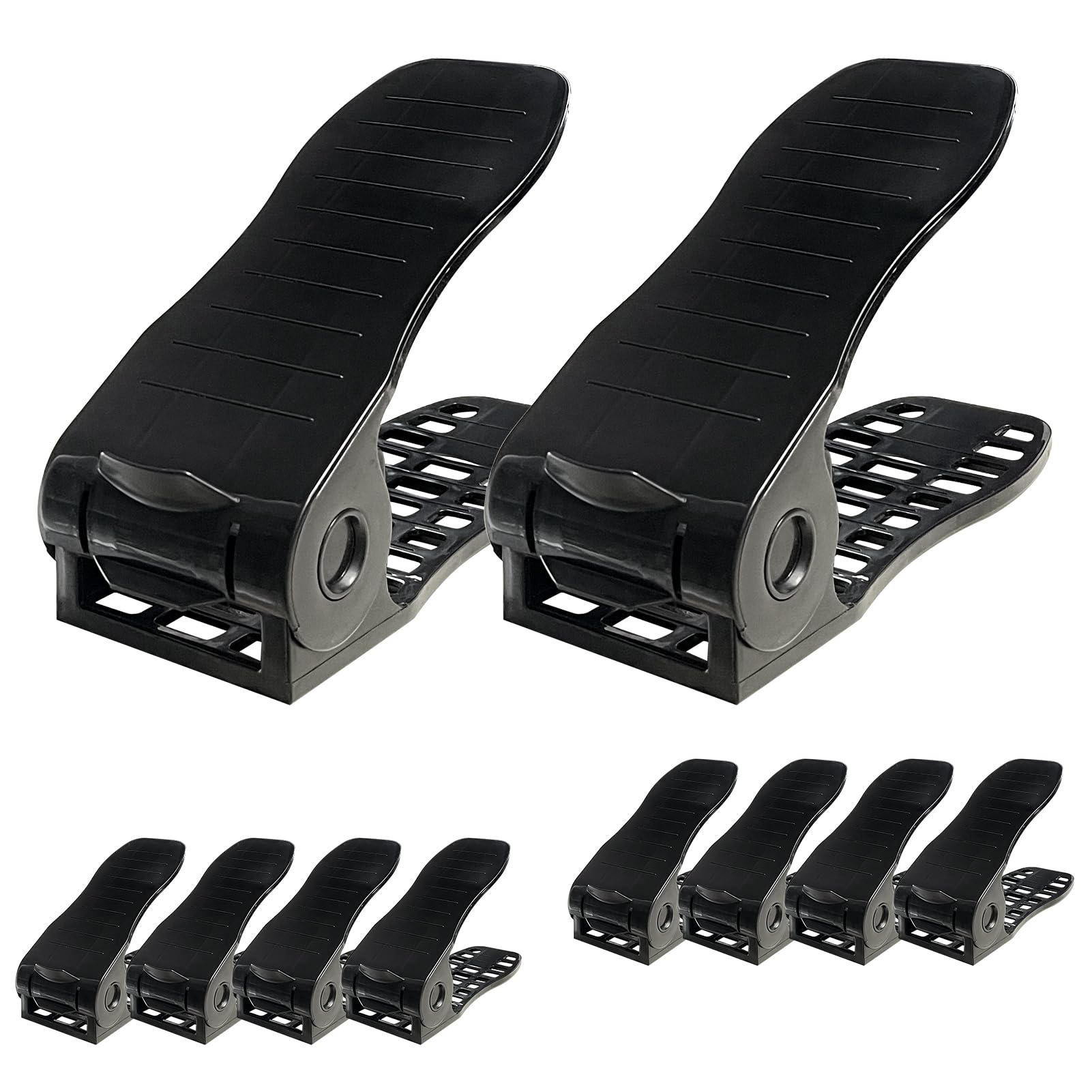 Double Deck Shoe Organizer - No Assembly Required Adjustable Shoe Stacker for Closet Storage (16 Pack, Black) | Space Saving Shoe Rack Holder for Pairs of Shoes | Perfect for Closet Organization & Small Space Storage Solutions