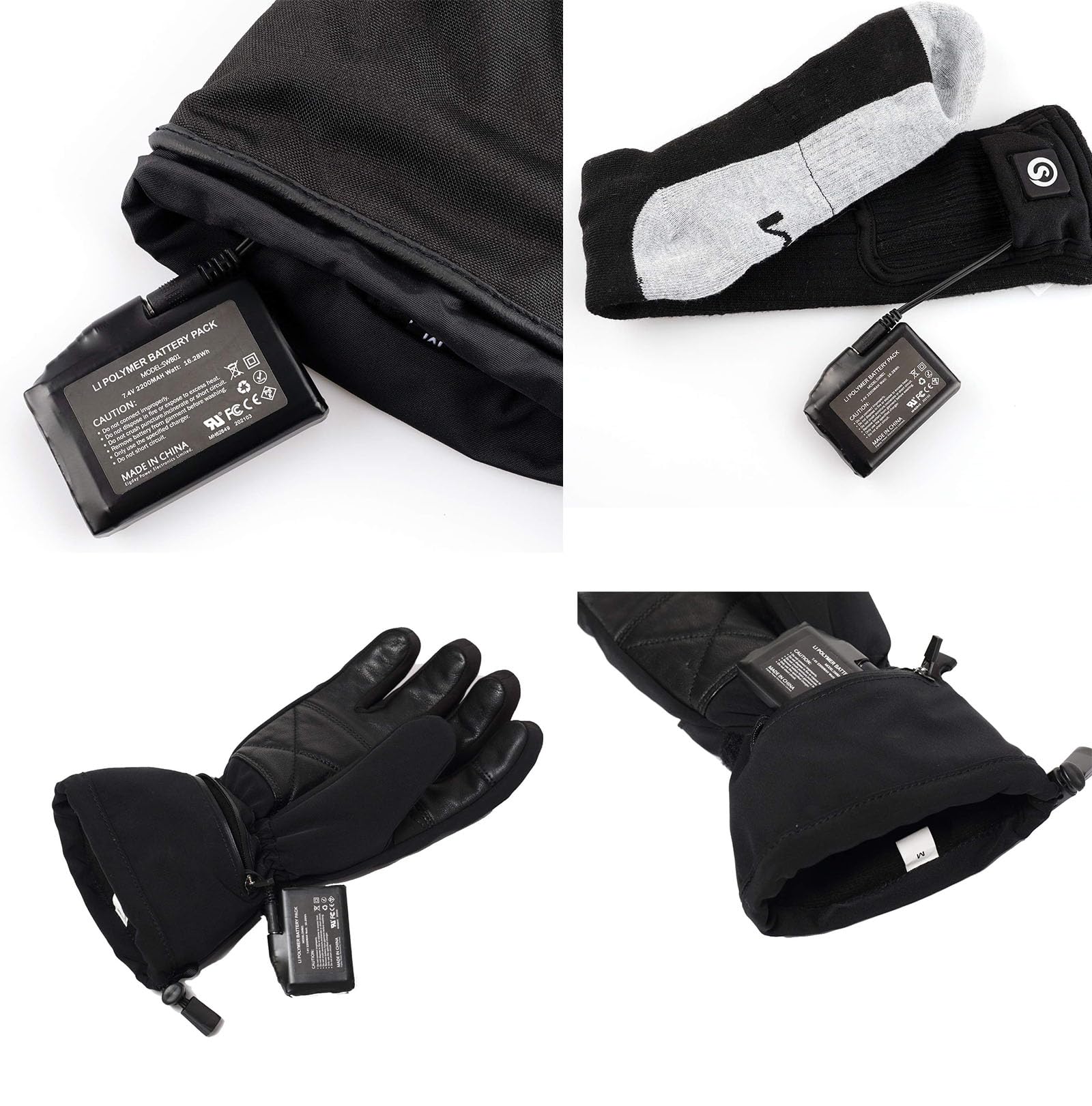 7.4V 2200mAh/3500mAh/5000mAh Rechargeable Li-Polymer Battery for Heated Gloves, Mittens & Socks - Long Lasting Power for Winter Sports, Skiing & Outdoor Activities (5000mAh Option)
