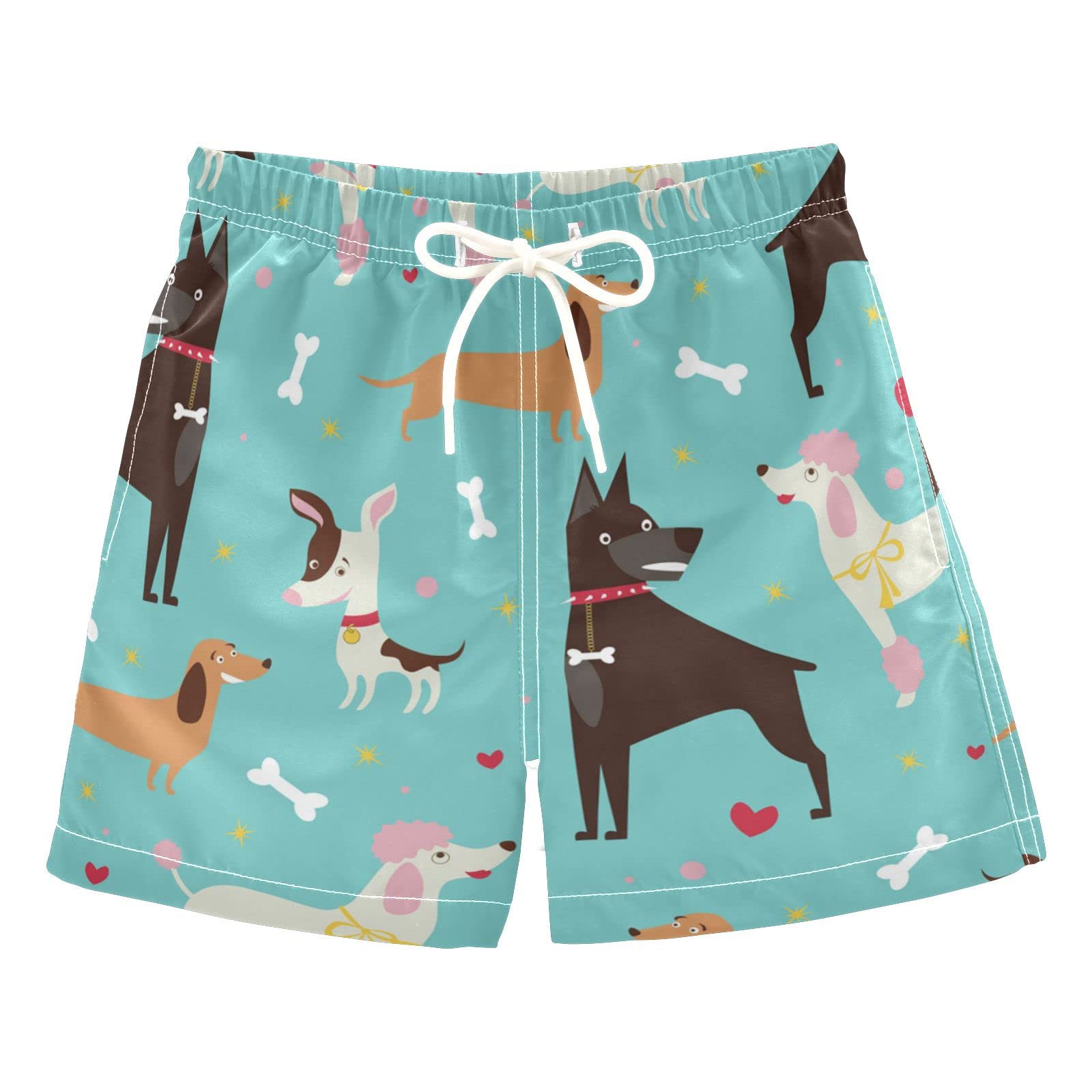 **AMICHIC Boys' Cute Dog Pattern Swim Trunks - Quick-Dry Board Shorts for Beach, Surf & Pool - Hawaii Vacation Essentials for Kids**    *(Perfect for Summer Vacations, Beach Trips, Swimming Lessons & Water Play!)*