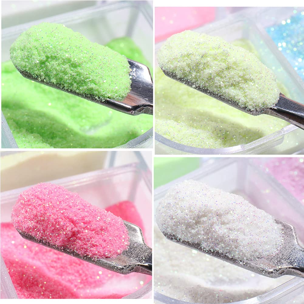 Holographic Luminous Glitter Nail Powder Set - 6 Grid Fluorescent Pigments for Nail Art, Manicure & Decoration | Mermaid Sparkle Dust for Professional & DIY Nail Designs - Perfect for Parties, Salons & Special Occasions