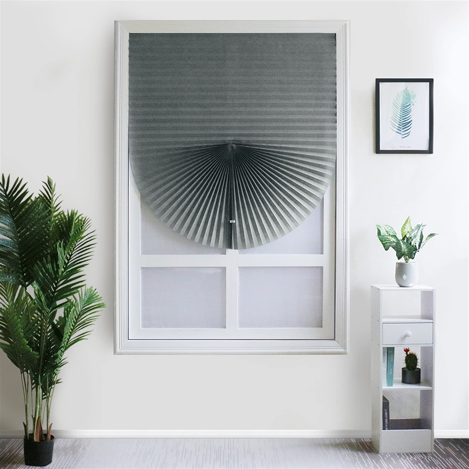 Light Filtering Pleated Paper Window Shades - Easy to Cut & Install with Clips - 60x150cm (23.6