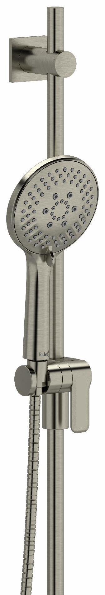 4-Function Handheld Shower Head with 36-Inch Adjustable Slide Bar - Brushed Nickel Finish (2020BN RIOBEL) for Bathroom, Spa, and Pet Washing