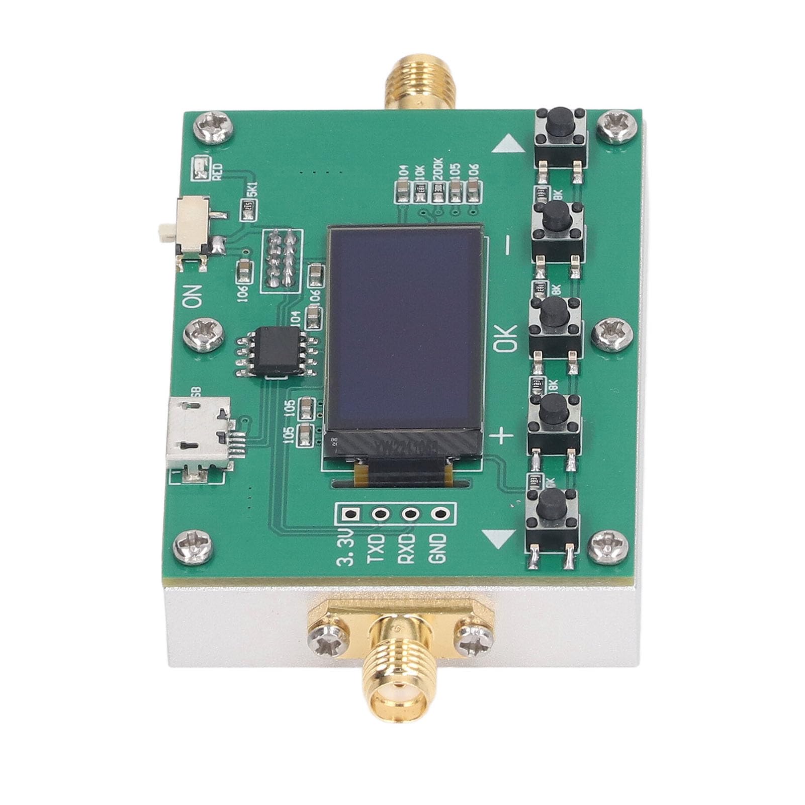 6GHz 30dB Programmable RF Digital Attenuator Module with 0.25dB Step & OLED Display - Compact Aluminum CNC Case for Lab Testing, Signal Conditioning & Wireless Communication Systems