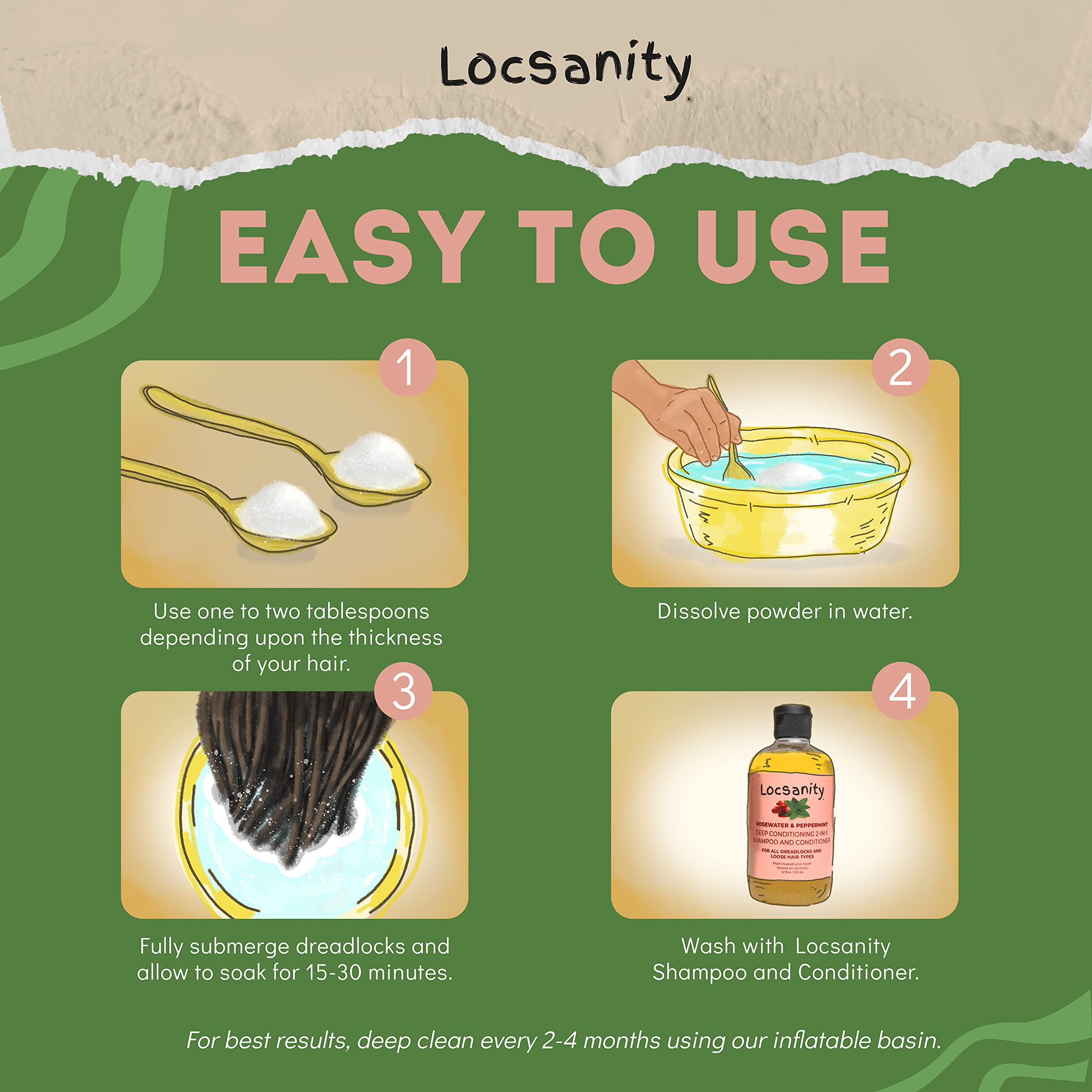 Locsanity Dreadlock Scalp Detox Powder & Cleansing Conditioner - Natural Hair Cleanser for Buildup Removal, ACV Alternative - Loc Care & Maintenance Products for Healthy Dreads - Perfect for Daily Hair Cleansing & Scalp Refreshment