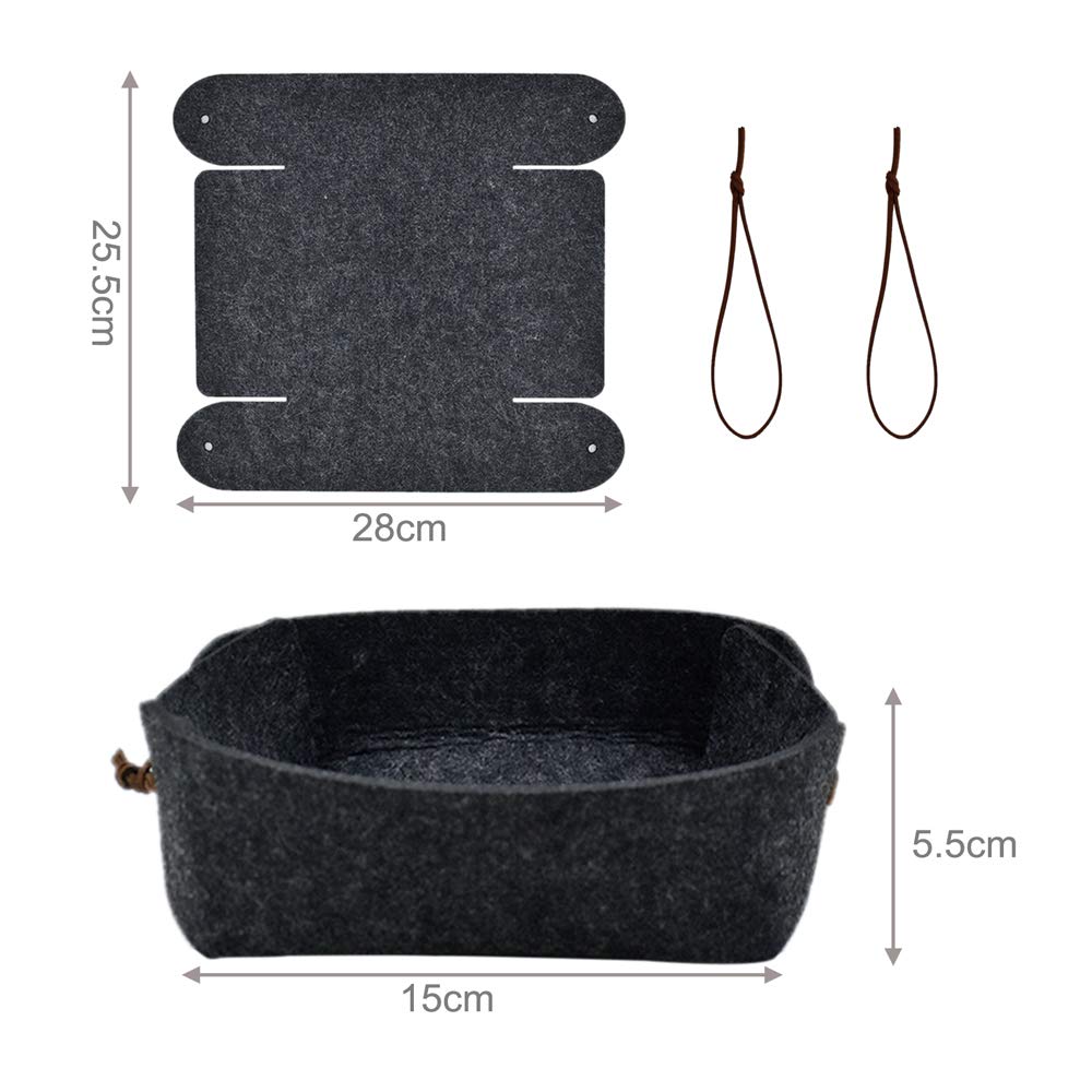2 Pack Foldable Durable Felt Desktop Storage Basket Box - Home Office Desk Organizer for Jewelry, Keys, Phone, Wallet & Watches | Perfect for Bedroom, Bathroom Counter & Entryway Organization