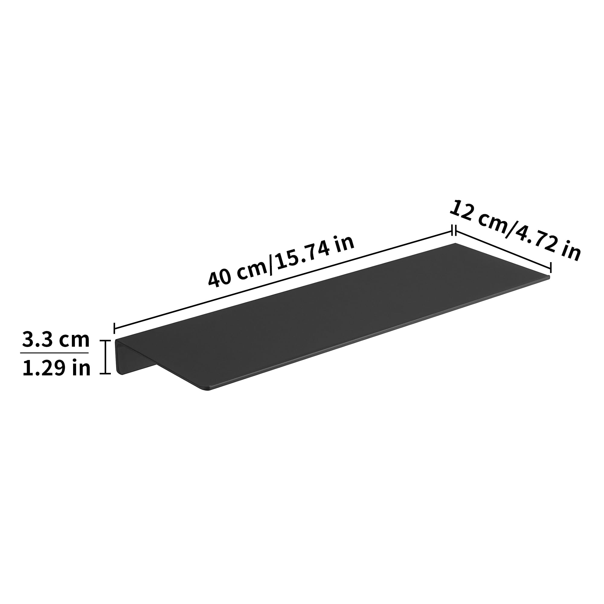 JOOM Metal Wall Shelf - 16 Inch Black Floating Shelf for Bathroom, Kitchen & Living Room - Small Display Shelves for Wall Storage & Decor - Modern Home Organization Solution