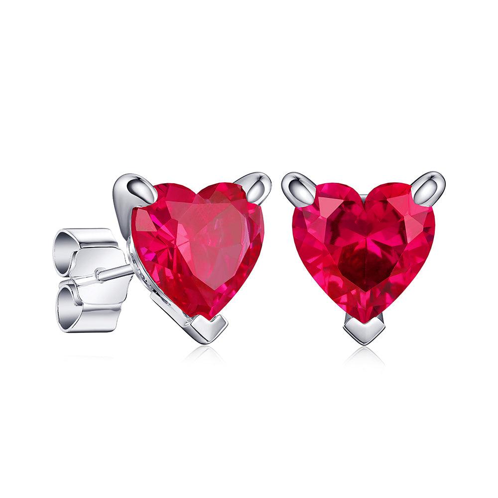 1 CT Heart Shaped Birthstone Stud Earrings - Genuine Gemstone Jewelry for Women, Perfect Gift for Anniversary, Valentine's Day & Mother's Day - Elegant Everyday Wear & Special Occasions