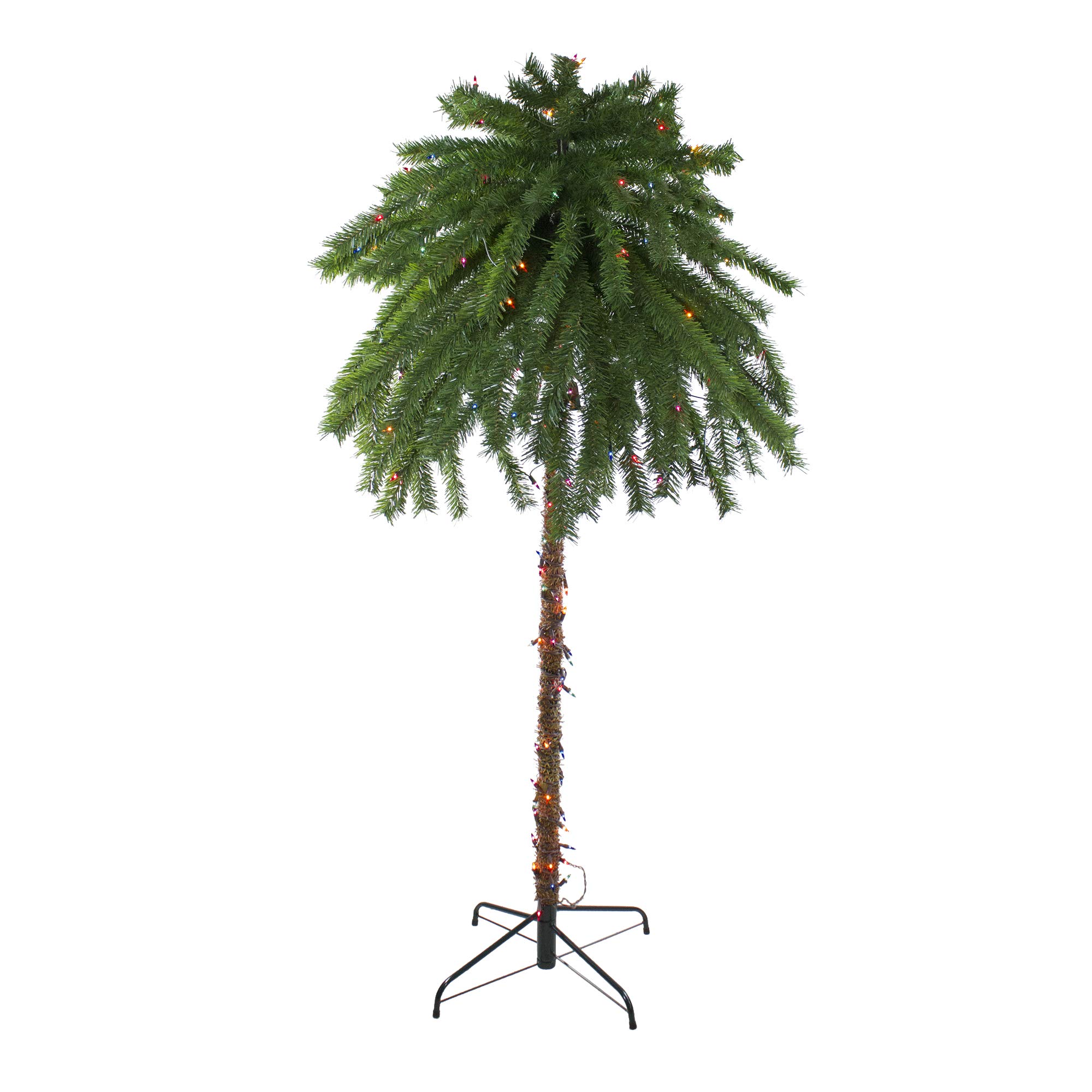 Northlight 6ft Pre-Lit Artificial Tropical Palm Tree with Multicolor LED Lights - Outdoor Patio Decor for Poolside, Garden, and Backyard Landscaping