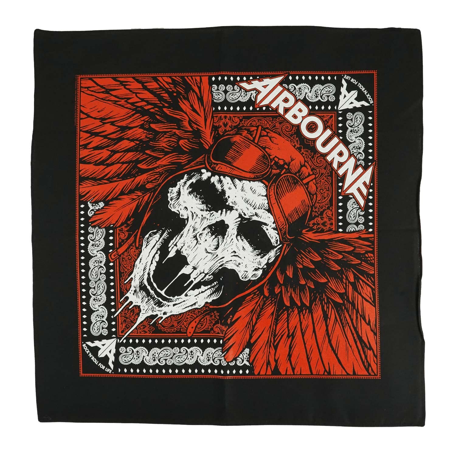 Airbourne Red Skull Bandana Black - Stylish Skull Print Bandana for Men & Women | Perfect for Motorcycle Riding, Outdoor Adventures & Costume Parties