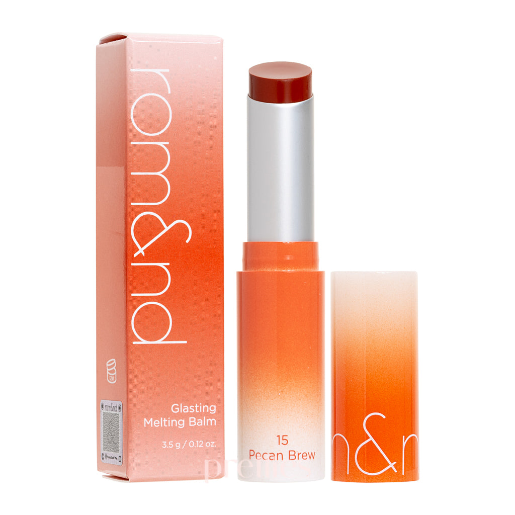 Rom&nd Glasting Melting Balm - 15 Pecan Brew (3.5g) | Hydrating Tinted Lip Balm for Smooth & Glossy Lips | Perfect for Daily Moisture & Natural Makeup Looks