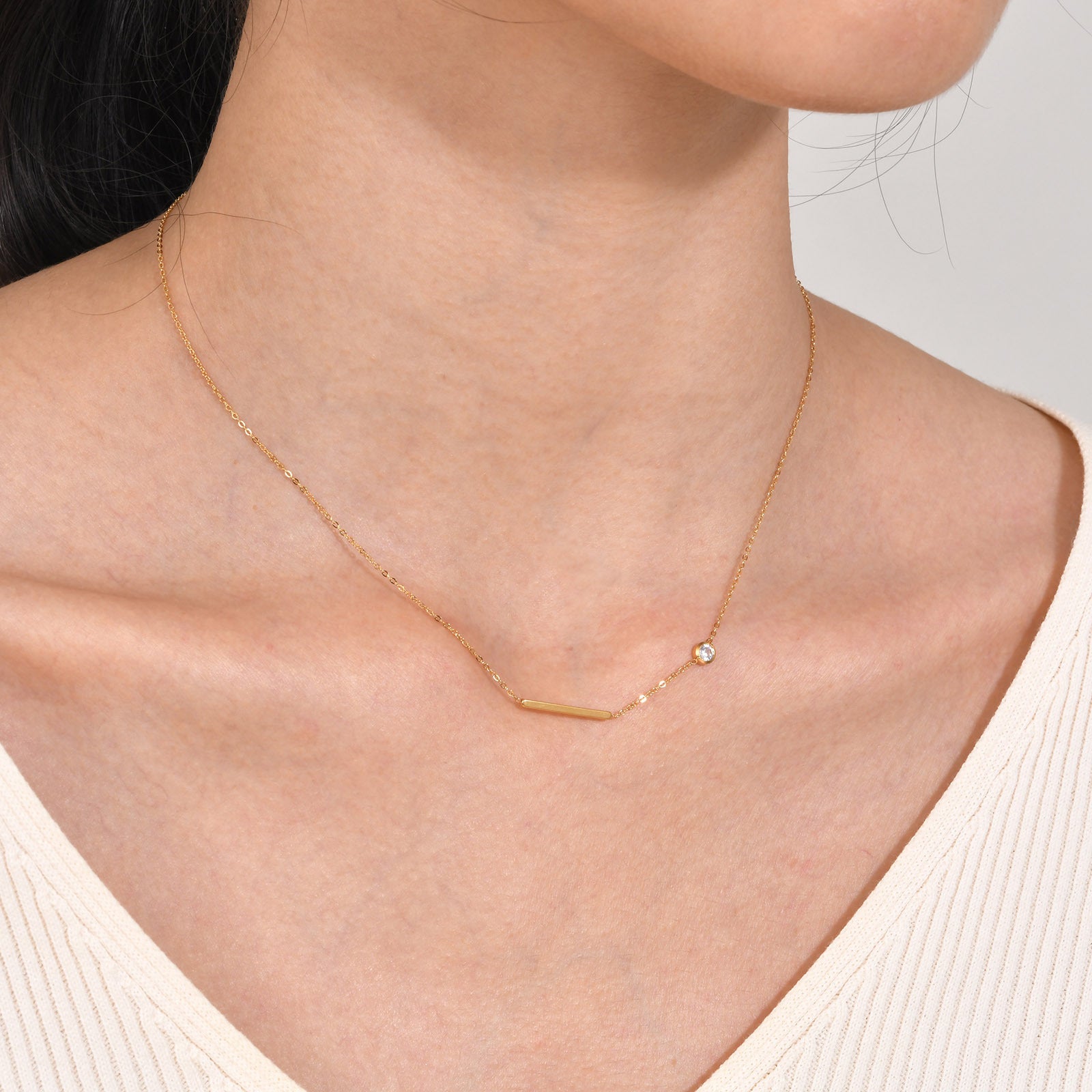 Elegant Cross and Bar Pendant Necklace for Women - Stainless Steel Chain Jewelry Gift for Christmas, Birthday & Everyday Wear | NC782