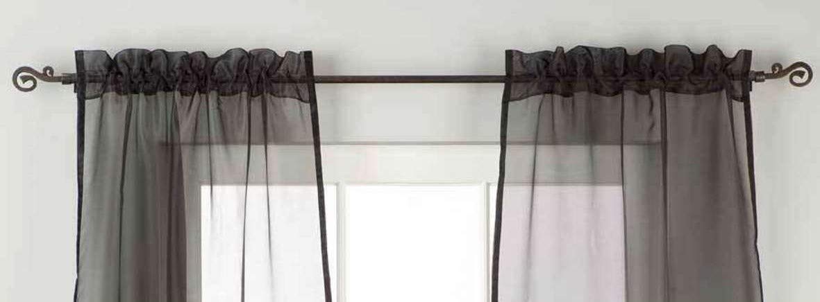 Indian Selections Black Sheer Curtain Panels with Rod Pocket - 80