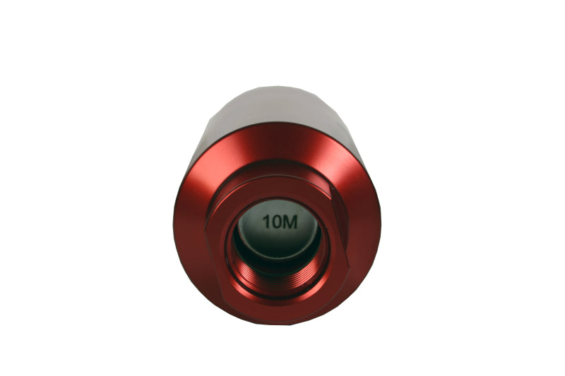 Aeromotive AN-10 Inline Fuel Filter with 10 Micron Microglass Element - Red Anodized Finish for High-Performance Fuel Systems & Racing Applications