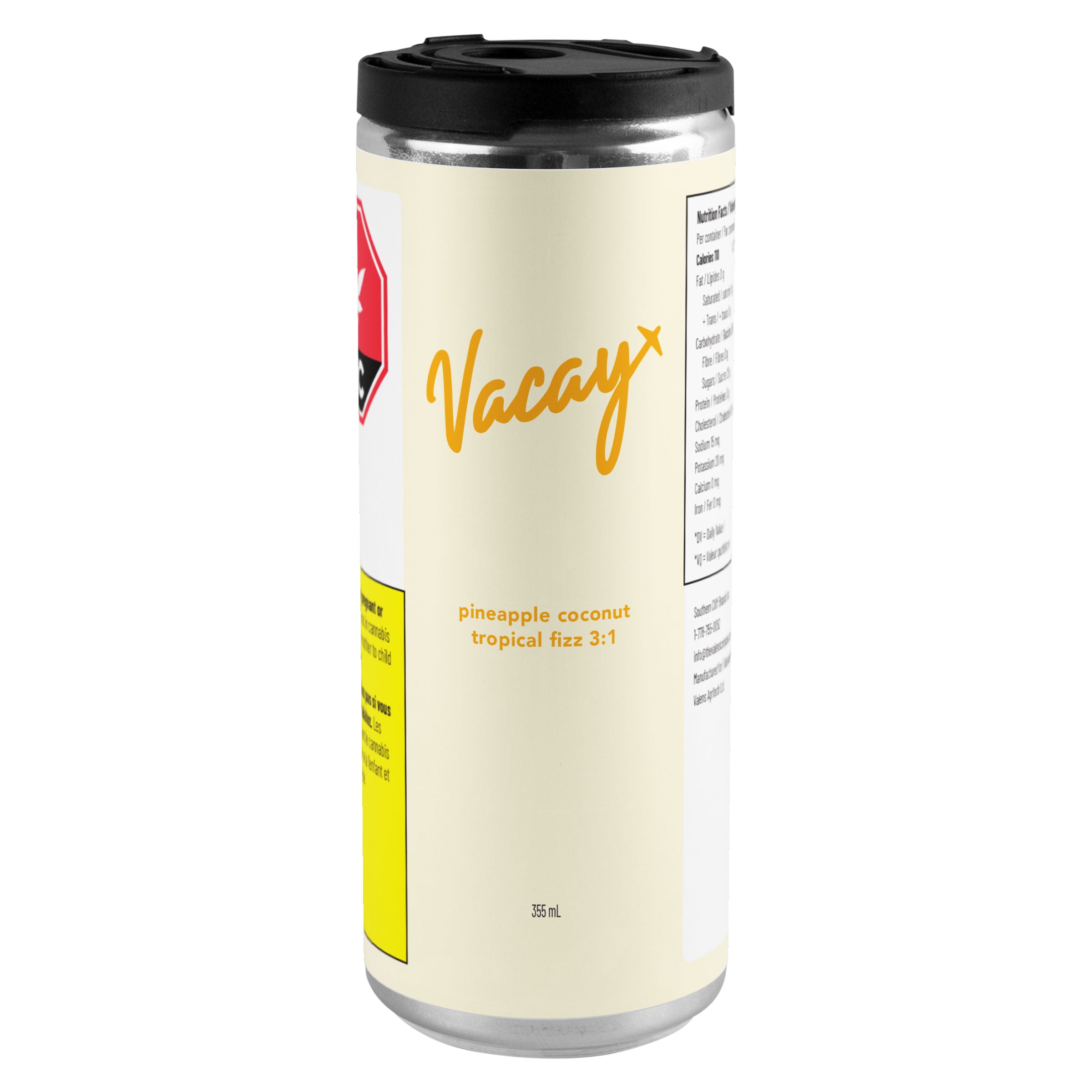Pineapple Coconut Tropical Fizz 3:1 - Refreshing Natural Energy Drink for Workouts, Travel & Outdoor Adventures