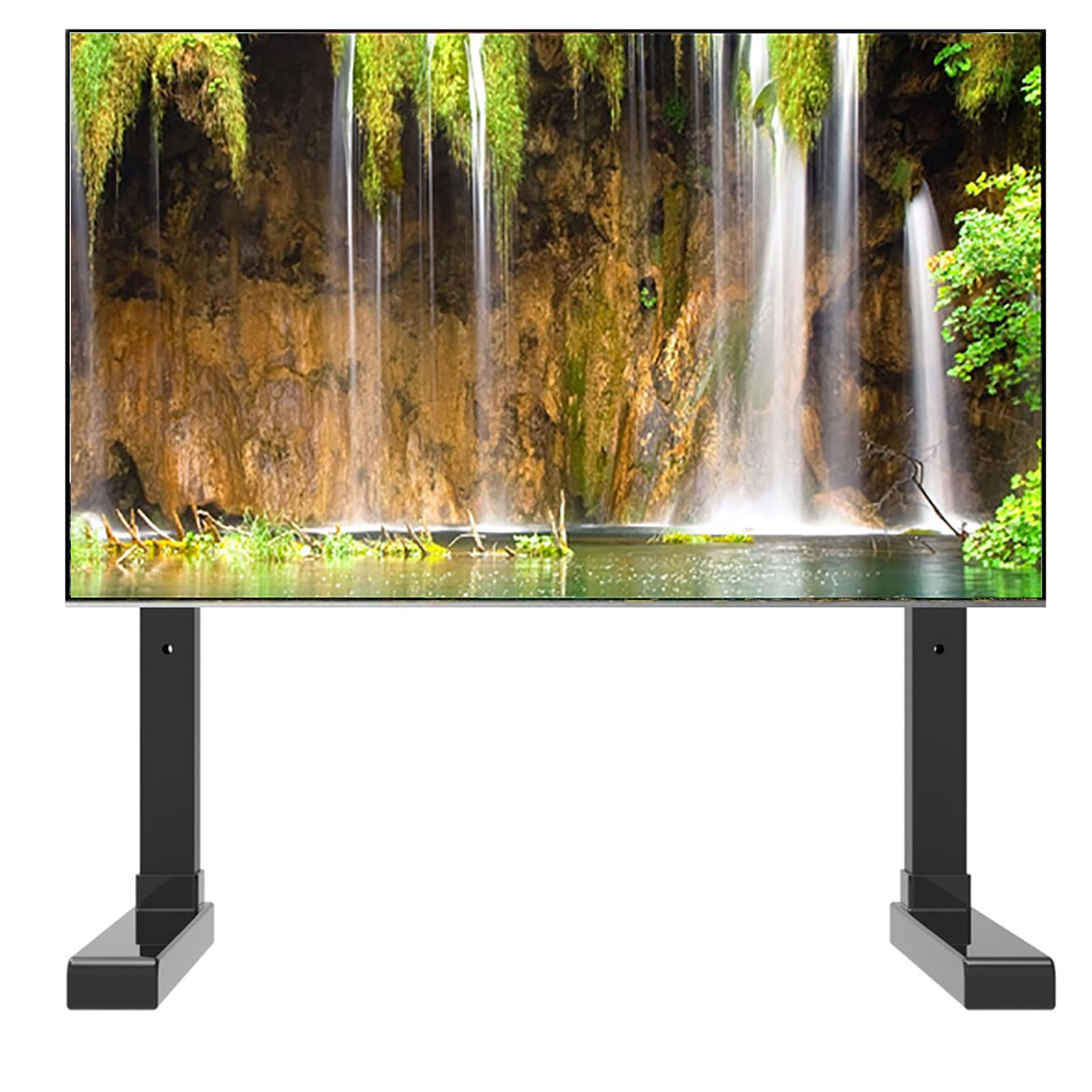 Heavy Duty Table Top TV Stand for Bedroom - Black TV Display Stand Holds 50/55 Inch TVs Up to 60kg/132lbs - Narrow Base TV Mount for Space Saving - Perfect for Small Apartments, Dorms & Bedrooms