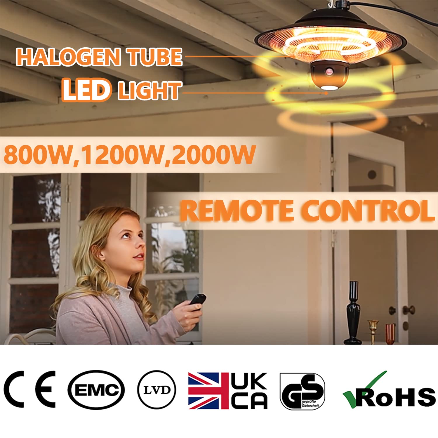 DONYER POWER 1500W Ceiling Mounted Patio Heater for Indoor & Outdoor Use - Perfect for Decks, Garages, and Restaurants