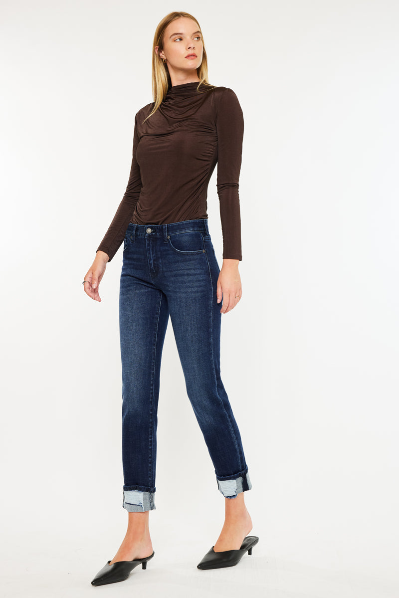 Stylish Cane Mid Rise Slim Straight Leg Jeans for Women - Comfortable & Flattering Fit - Perfect for Casual Wear, Office & Everyday Outfits