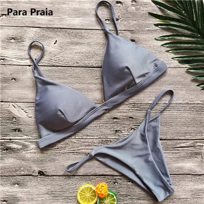 2023 Sexy Push Up Bikini Set - 9 Colors Solid Brazilian Swimsuit for Women, Low Waist Halter Two Piece Bathing Suit | Perfect for Beach Vacation, Pool Party & Summer Getaway