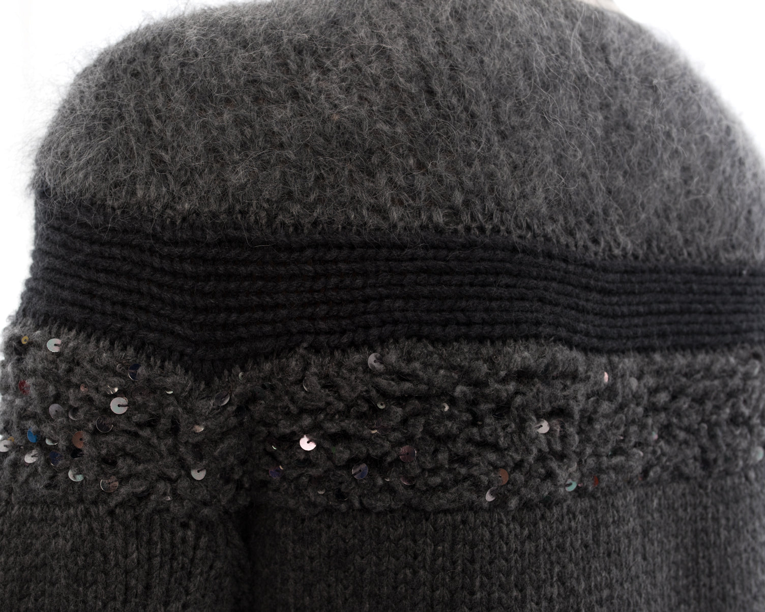 Brunello Cucinelli Grey Chunky Knit Mohair Wool Collegiate Sweater for Men - Cozy Winter Pullover for Casual Outings & Office Wear