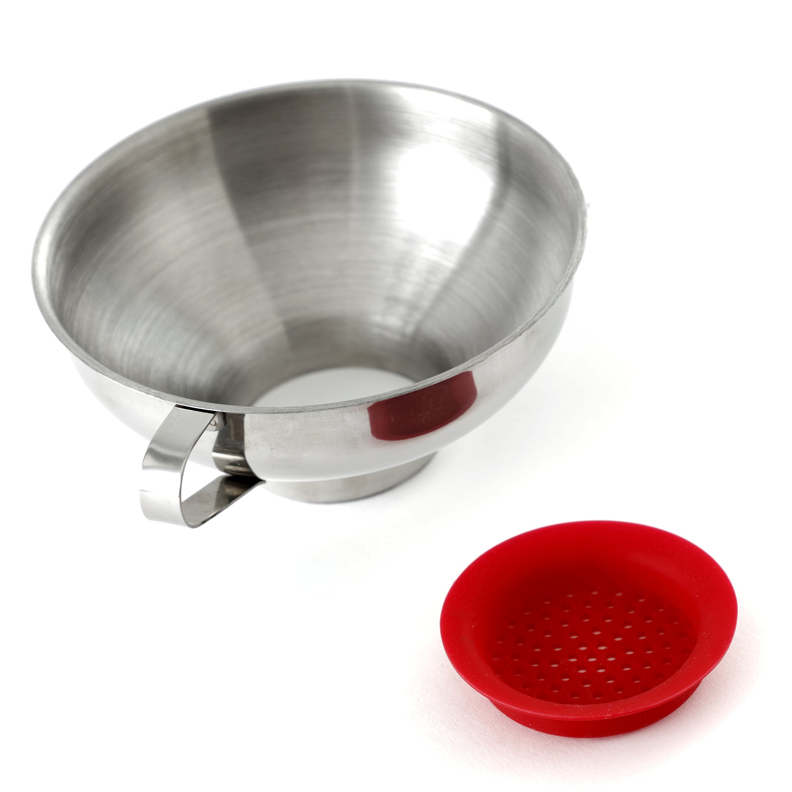 Norpro Stainless Steel Wide Mouth Funnel with Silicone Strainer - Kitchen Essential for Canning, Bottling & Oil Pouring - Perfect for Home Brewing, Baking & DIY Projects