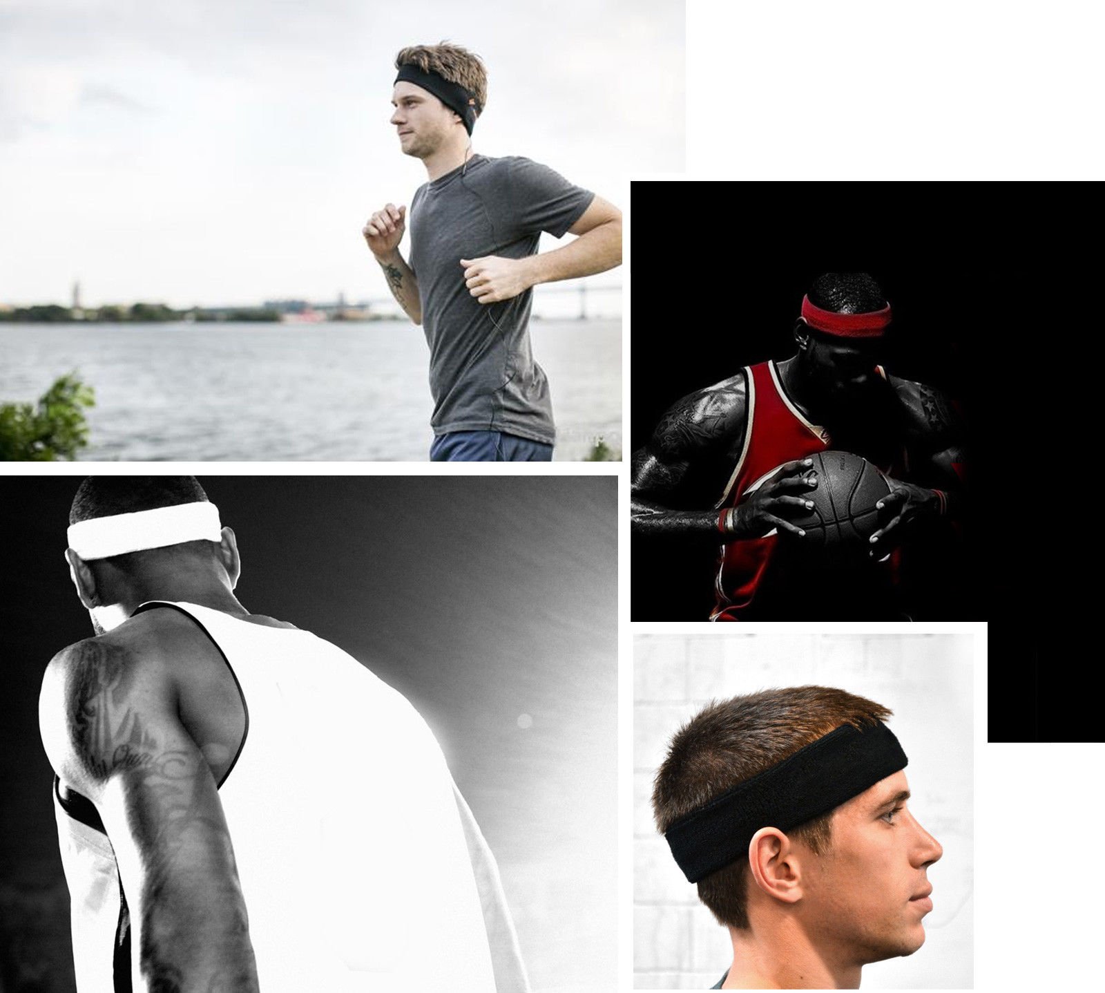 Mallofusa 4 Pack Cotton Sports Wristbands & Headbands - Sweat Absorbent Athletic Bands for Tennis, Yoga, Jogging, Basketball & Workouts - Perfect for Gym, Running & Fitness Activities