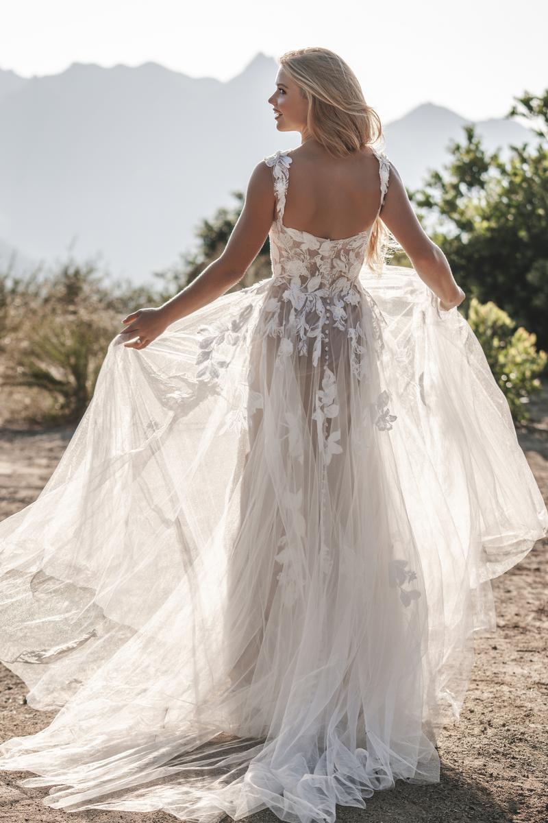 Allure Bridals Romance Wedding Dress R3702L - Elegant A-Line Gown with Lace Appliques for Brides, Perfect for Church, Beach, and Outdoor Ceremonies