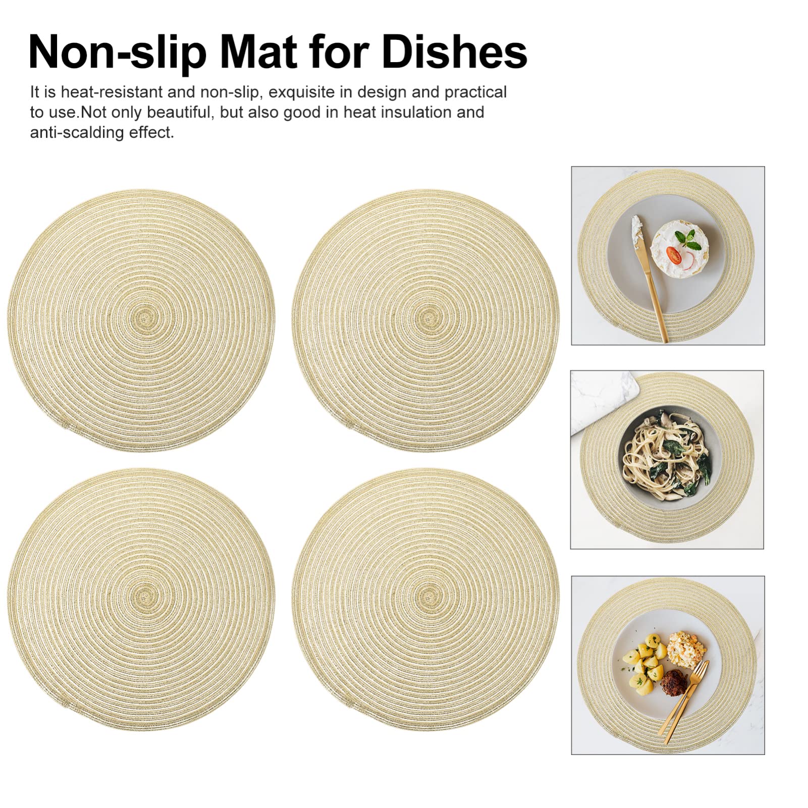 4-Piece Round Woven Placemats Set with Fringe - Cotton Bohemian Table Mats for Dining, Bar, and Home Decor - Perfect for Dinner Parties, Coffee Tables, and Kitchen Countertops