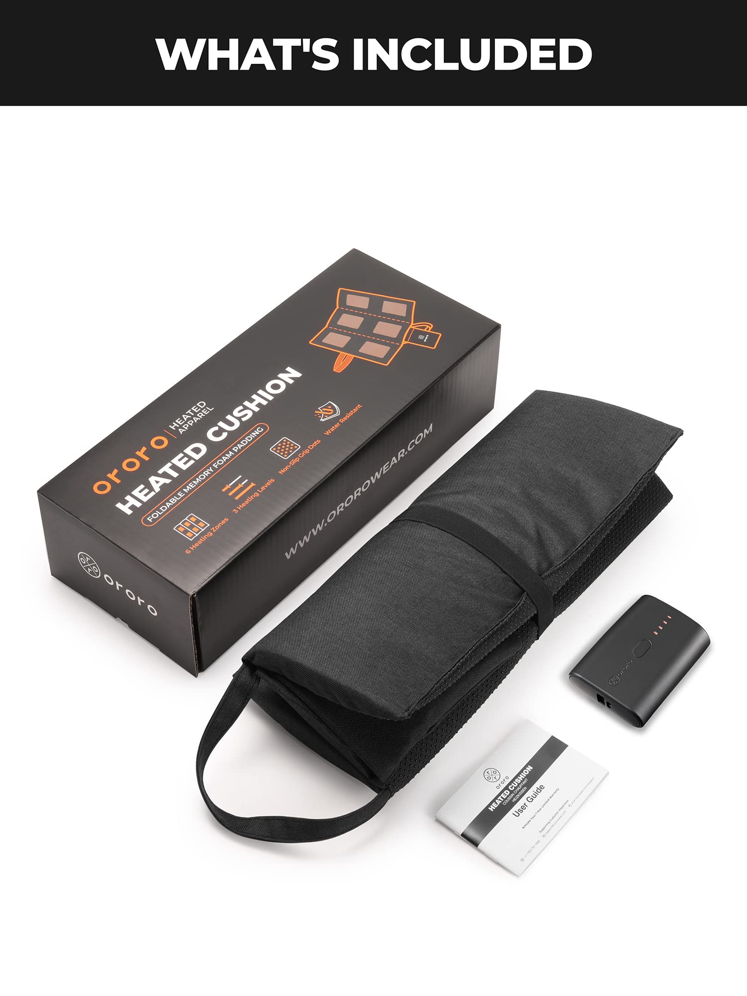 ORORO Heated Seat Cushion with Rechargeable Battery Pack - Portable USB Electric Heating Pad for Office, Car, Camping & Stadium Seats - Stay Warm in Winter at Home, Work or Outdoor Adventures