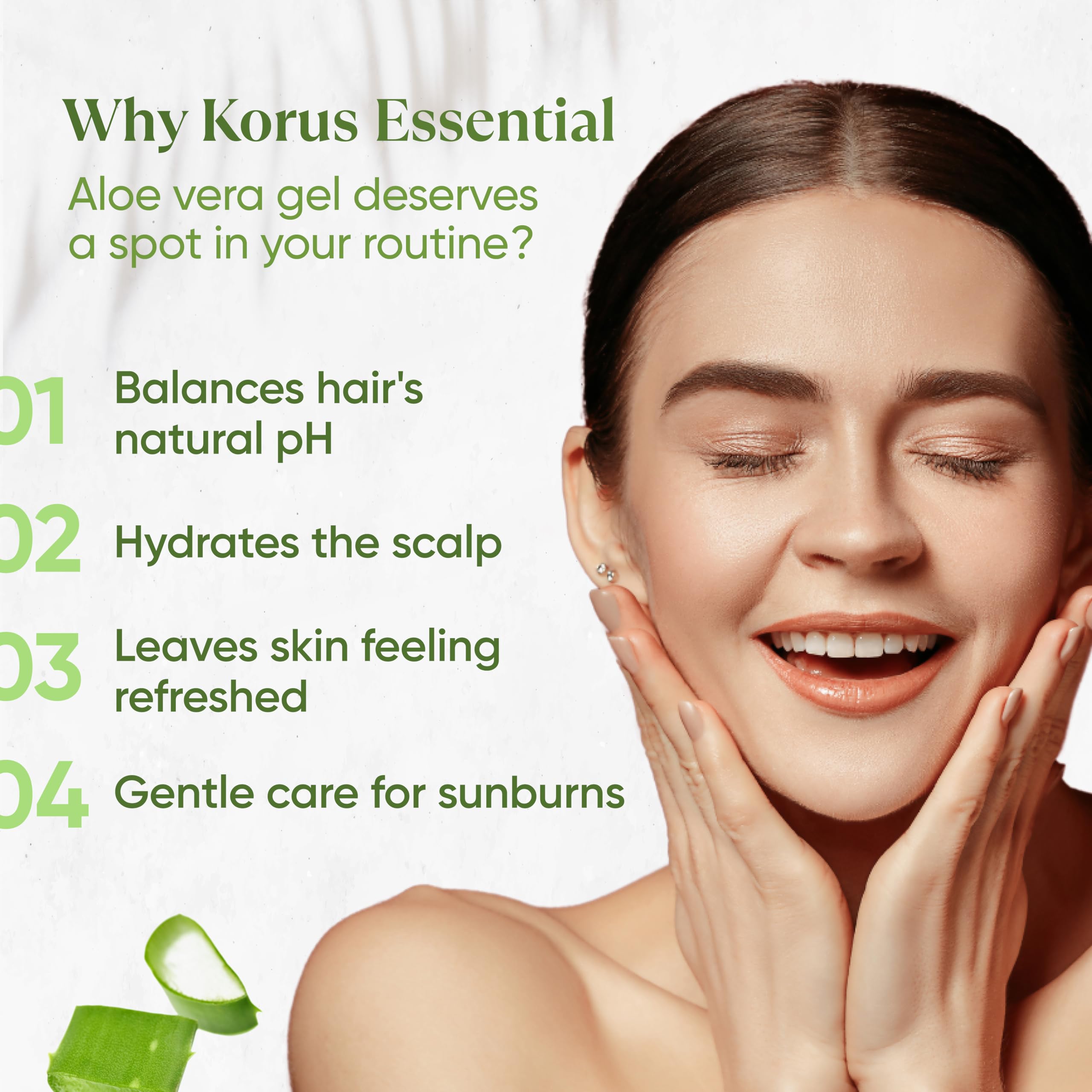 Korus Aloe Vera Gel with Tea Tree Oil - 200g Multipurpose Skin & Hair Care Gel | Moisturizing, Cooling for Sunburn Relief, Acne Treatment, Scalp Hydration | Perfect for After-Sun Care, Daily Skincare & Hair Conditioning