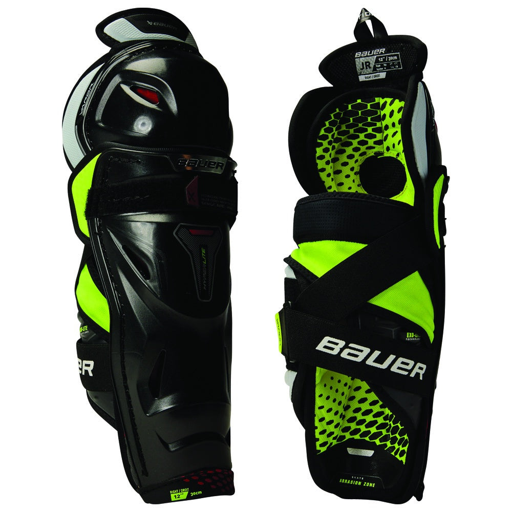 Bauer Vapor HyperLite Junior Ice Hockey Shin Guards - Lightweight Protective Gear for Youth Hockey Players - Perfect for Games, Practices & Training Sessions