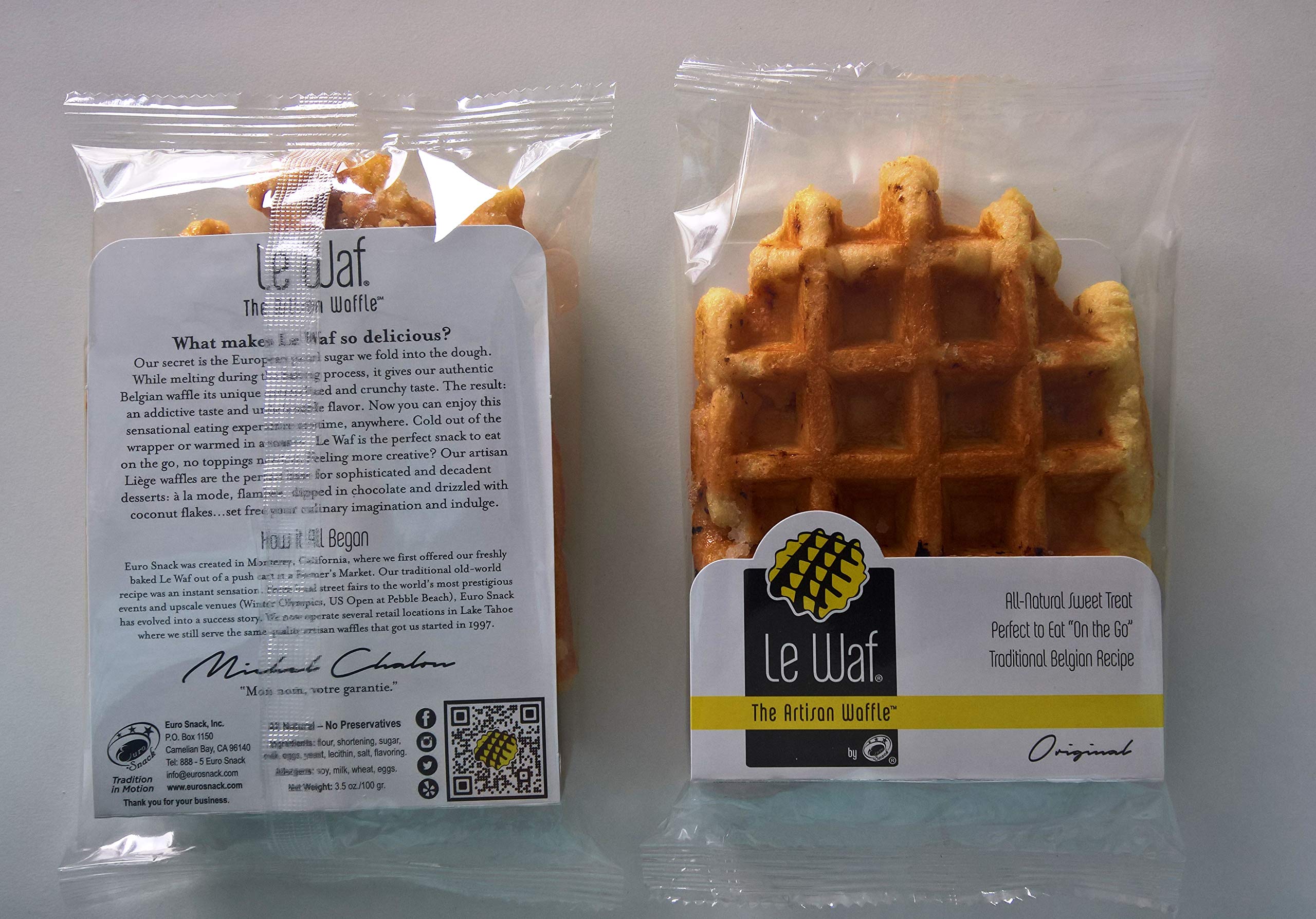 Le Waf Original Artisan Belgian Liege Waffles with Pearl Sugar - 16 Pack | Authentic Belgian Breakfast Pastries | Perfect for Brunch, Coffee Pairing & Desserts