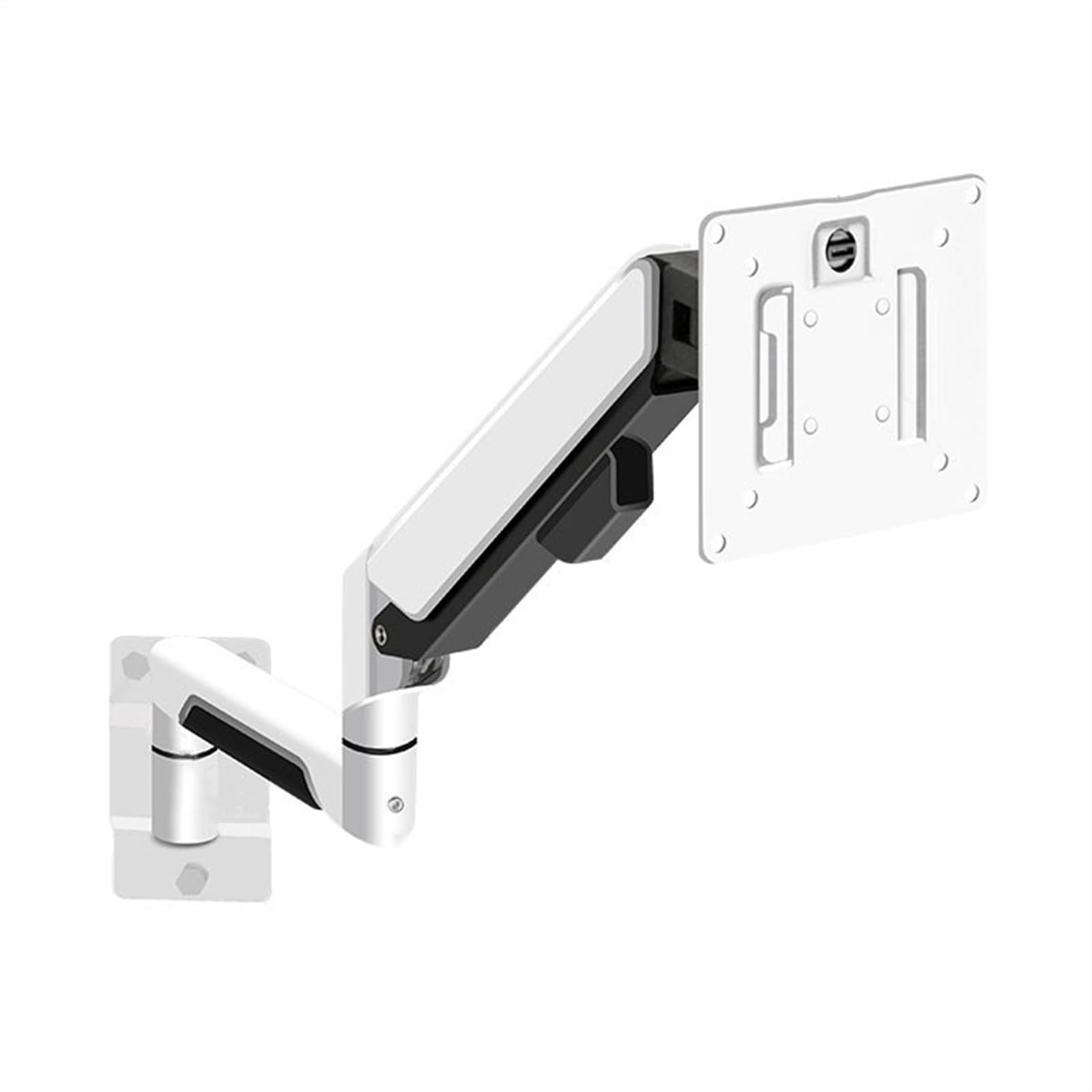 Aluminum Single Monitor Wall Mount Stand - Full Motion Pneumatic Spring Monitor Arm for 13-32 inch Screens (Max 19.8 lbs), VESA 100x100 Compatible - White | Perfect for Home Office, Gaming Setup & Workspace Ergonomics